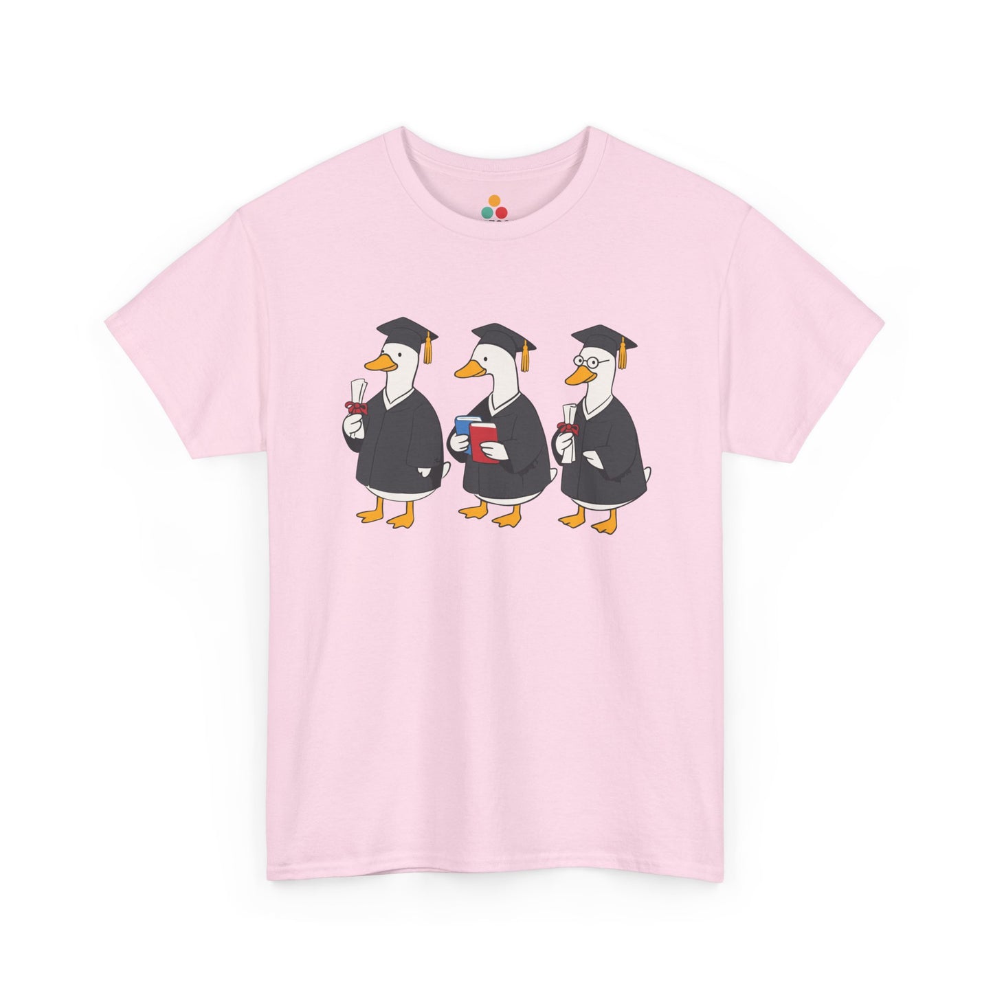 Pink TEEZOCA graduation Goose graphic t‑shirt displayed flat.