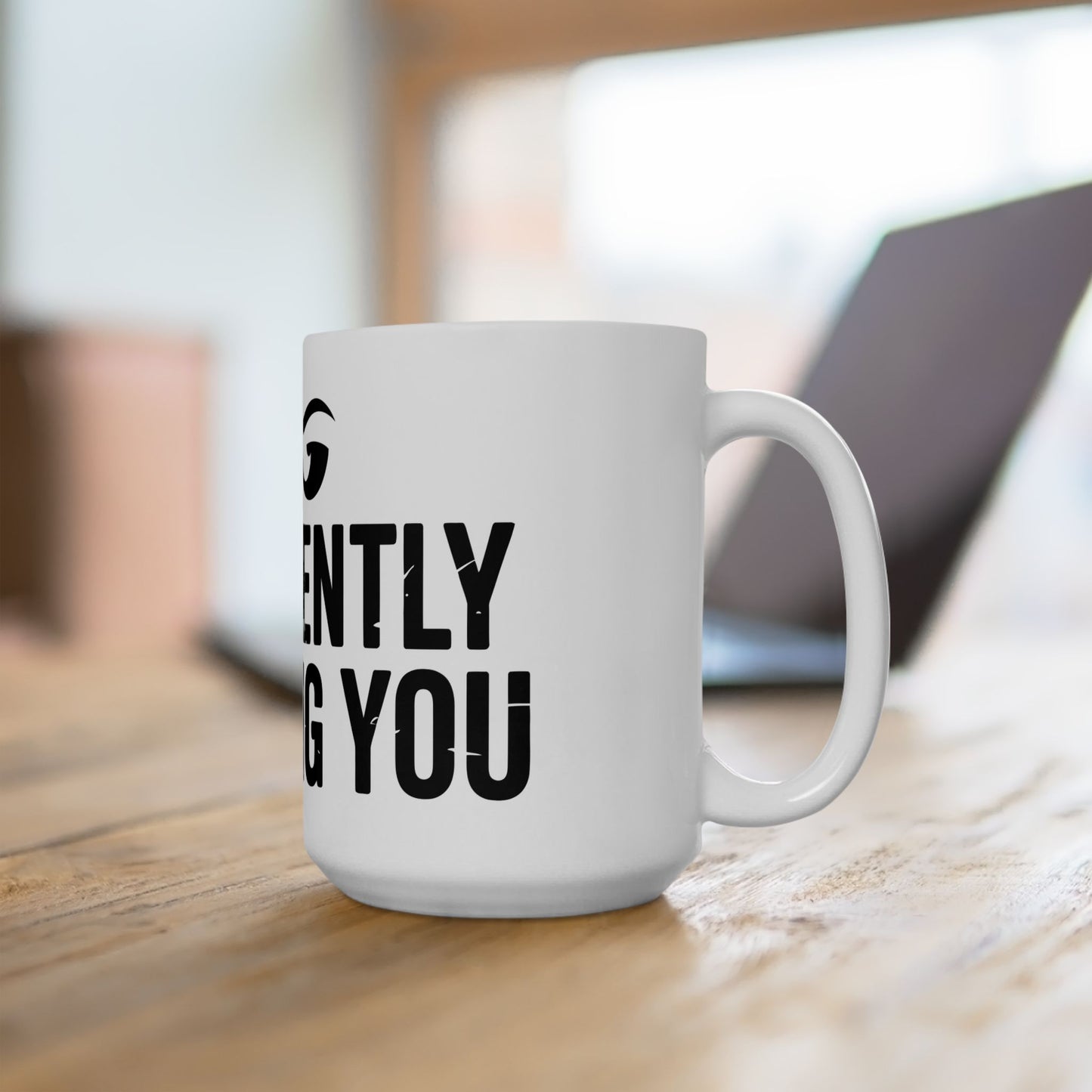 TEEZOCA funny quote mug with “I’m Silently Judging You” message