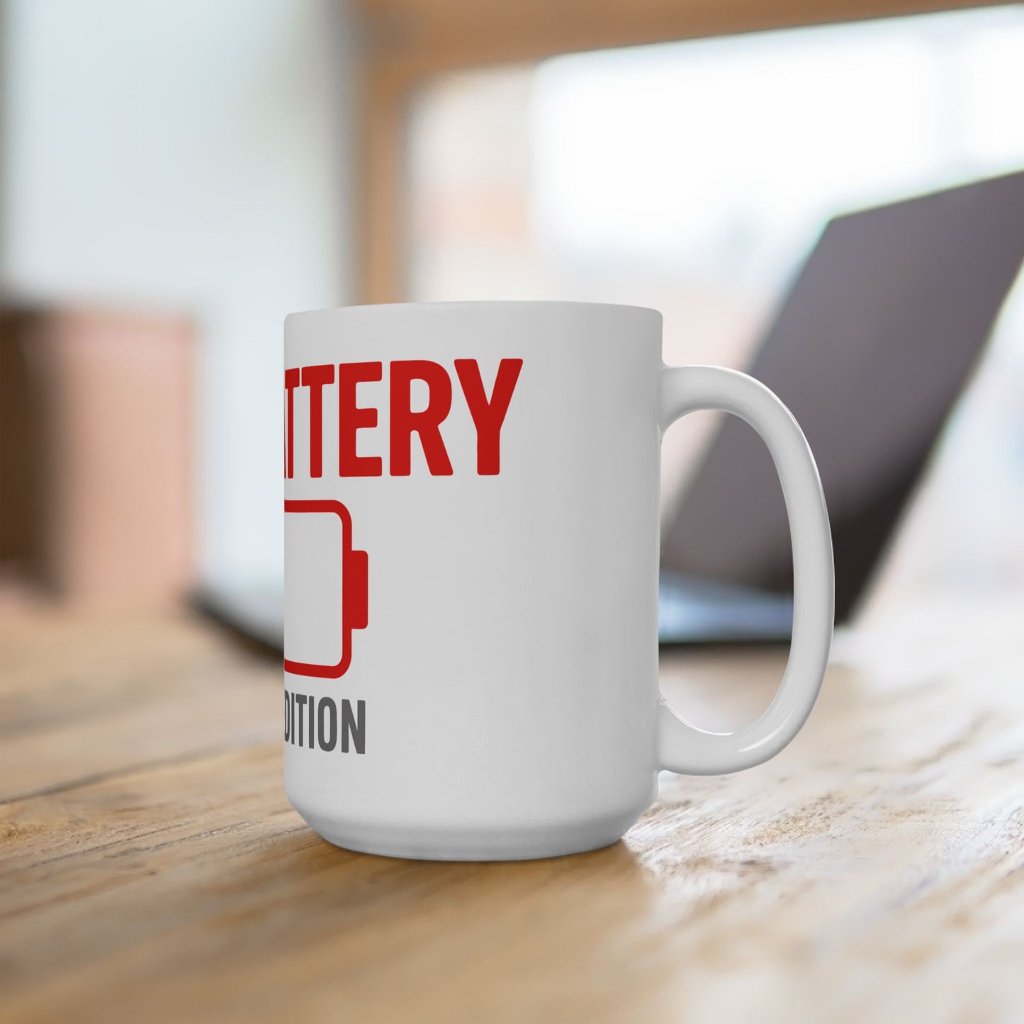 TEEZOCA funny mug design Low Battery Human Edition lifestyle humor