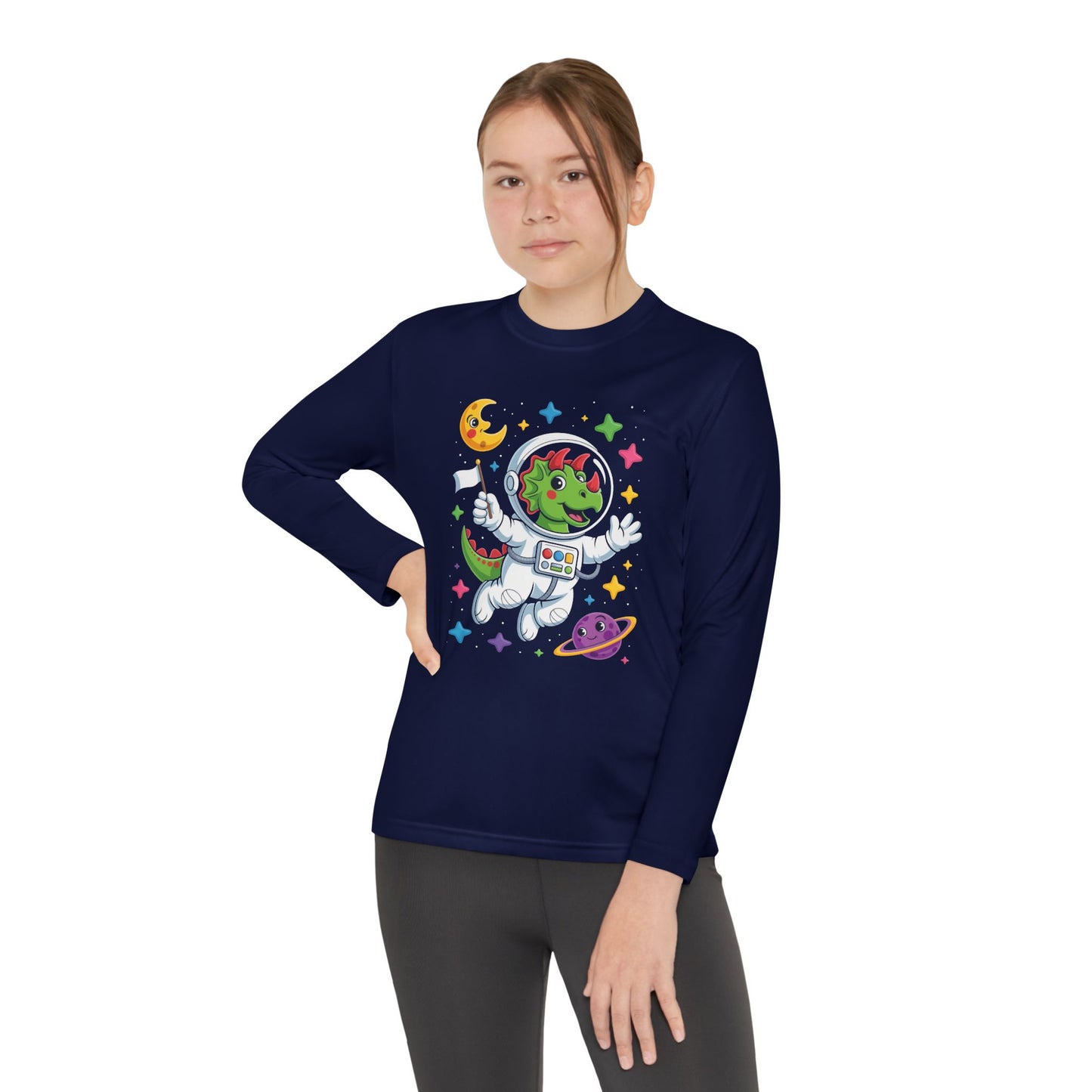 Astronaut Dinosaur Kids Long Sleeve T-Shirt TEEZOCA