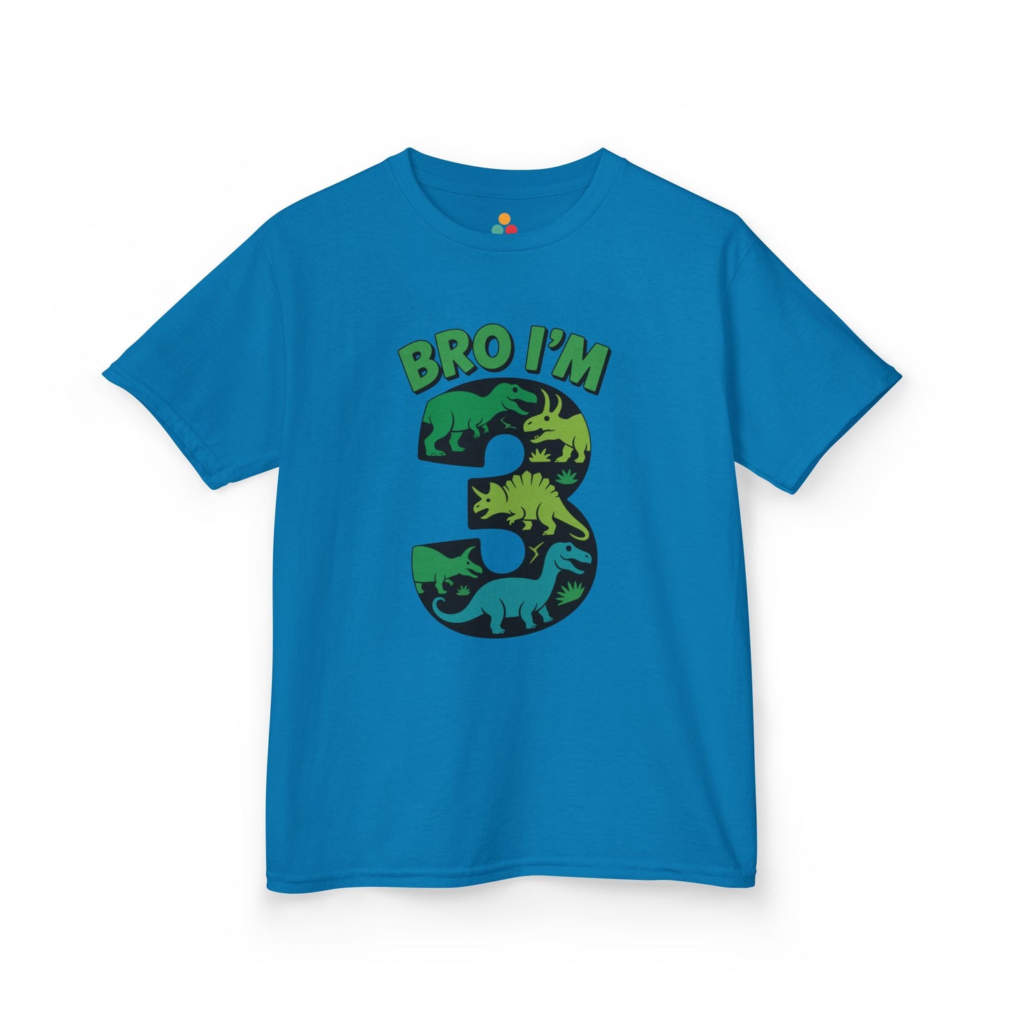 Kids T-Shirt "Bro I'm 3" Dinosaur Birthday Tee