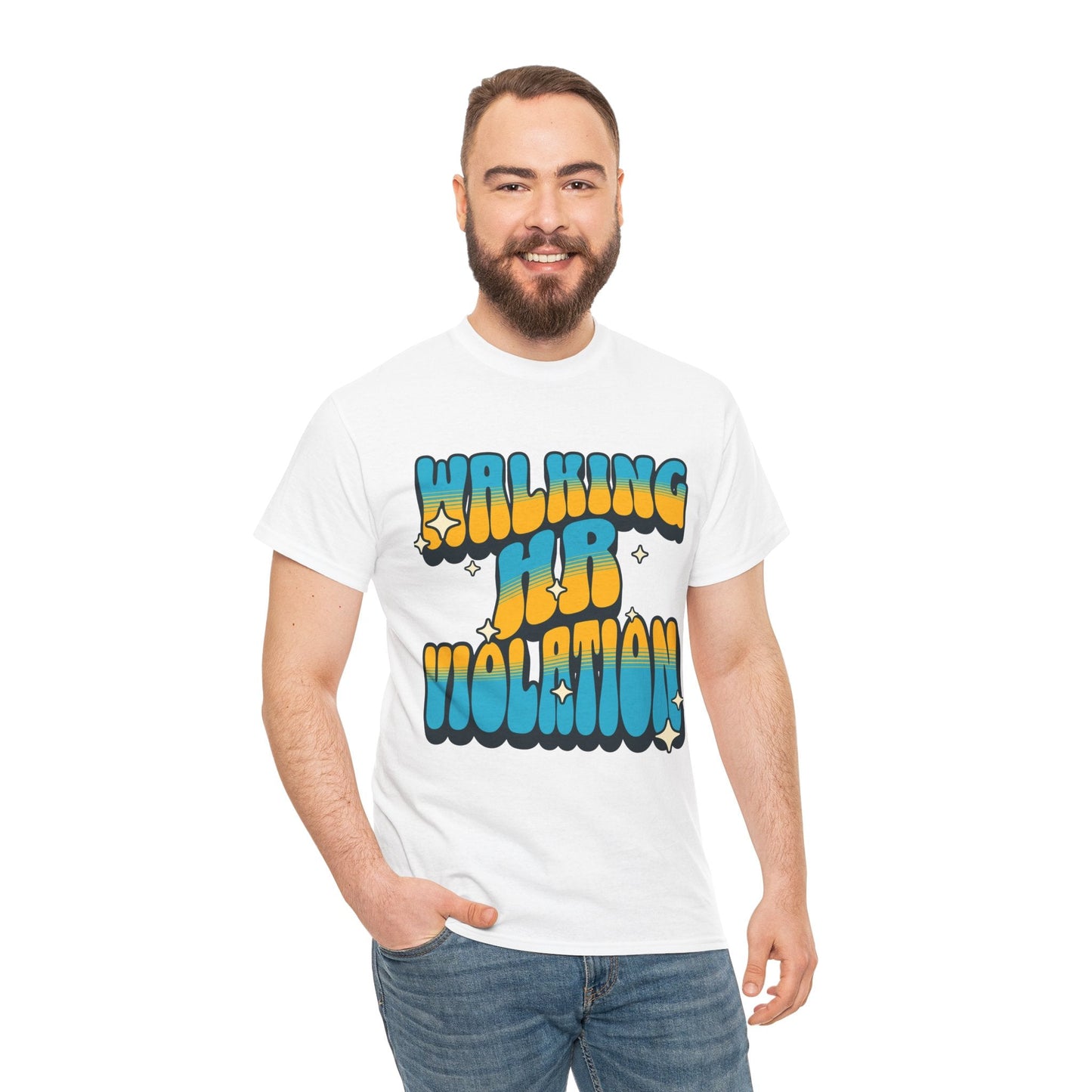 Walking HR Violation Shirt — Retro Office Humor Graphic Tee | TEEZOCA