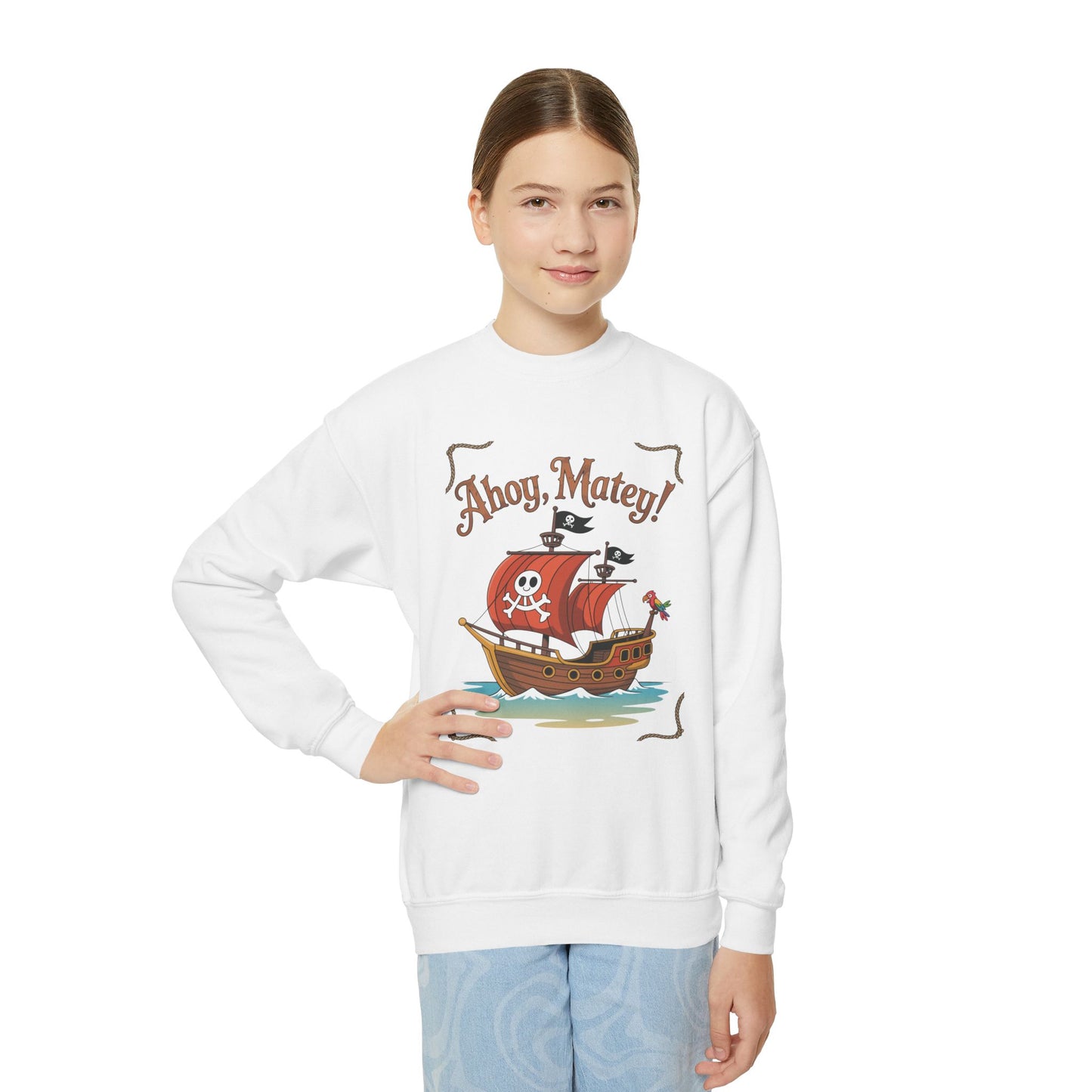 Ahoy, Matey! Kids Crewneck Sweatshirt | TEEZOCA