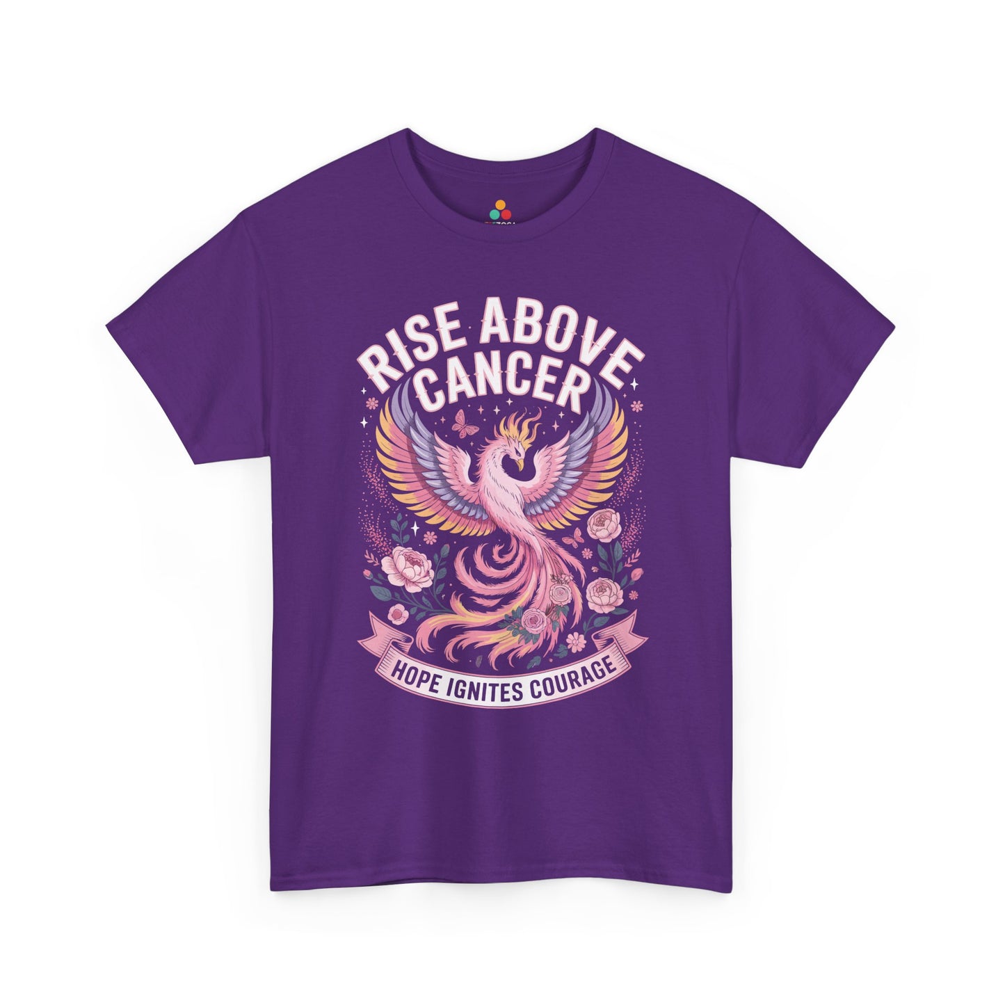 Rise Above Cancer Hope Ignites Courage Breast Cancer Awareness Unisex T-shirt | TEEZOCA