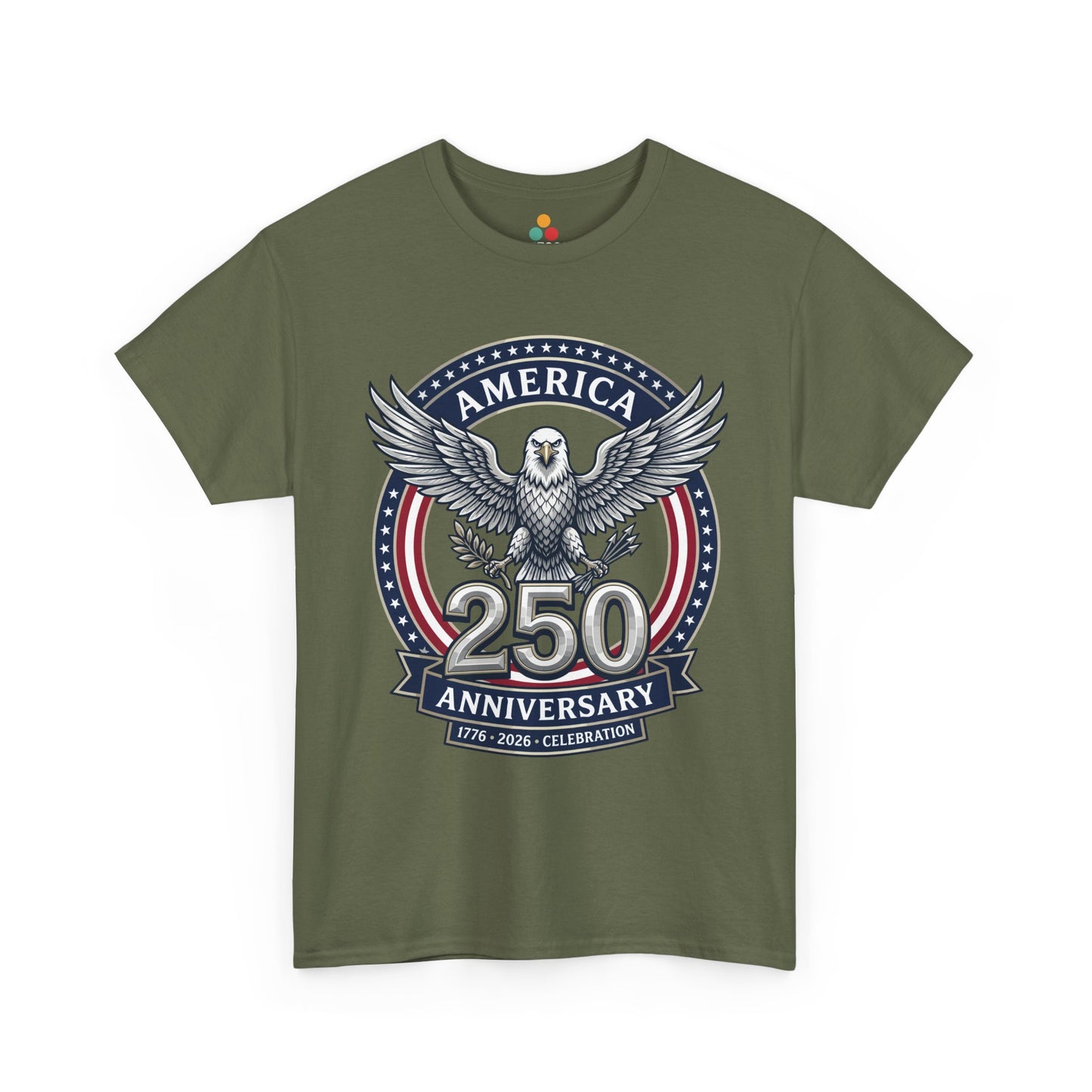America 250 Anniversary Eagle military olive green T-Shirt – Patriotic 1776 2026 Celebration Tee | TEEZOCA