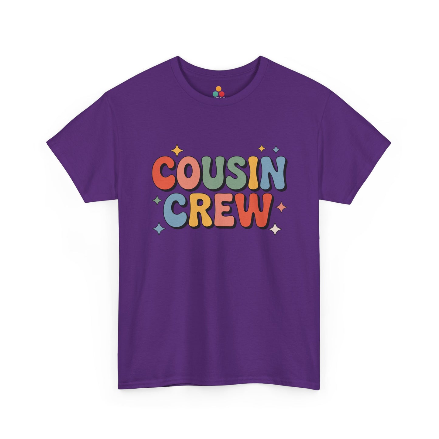 Cousin Crew Retro Multicolor Graphic Purple T-Shirt – Cute Groovy Family Matching Tee for Cousin Squad | TEEZOCA