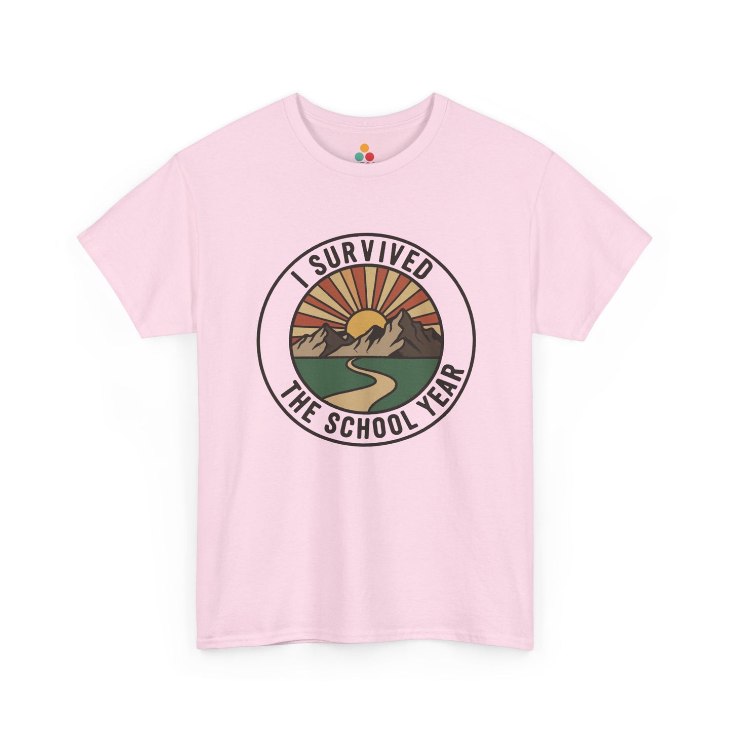 Flat lay of pink t-shirt with TEEZOCA retro summer vibe school year design.