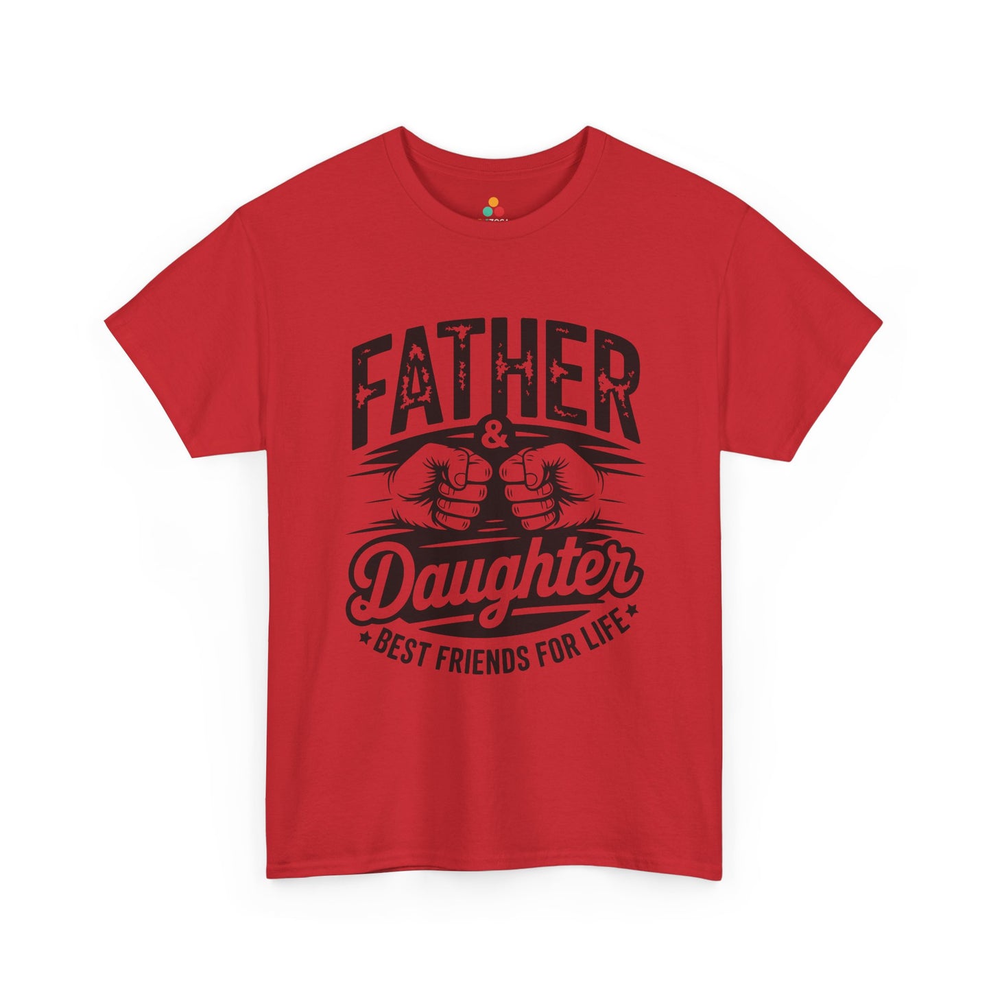 Funny fathers day shirts design from TEEZOCA with Father & Daughter text, fist bump art, and best friends humor.