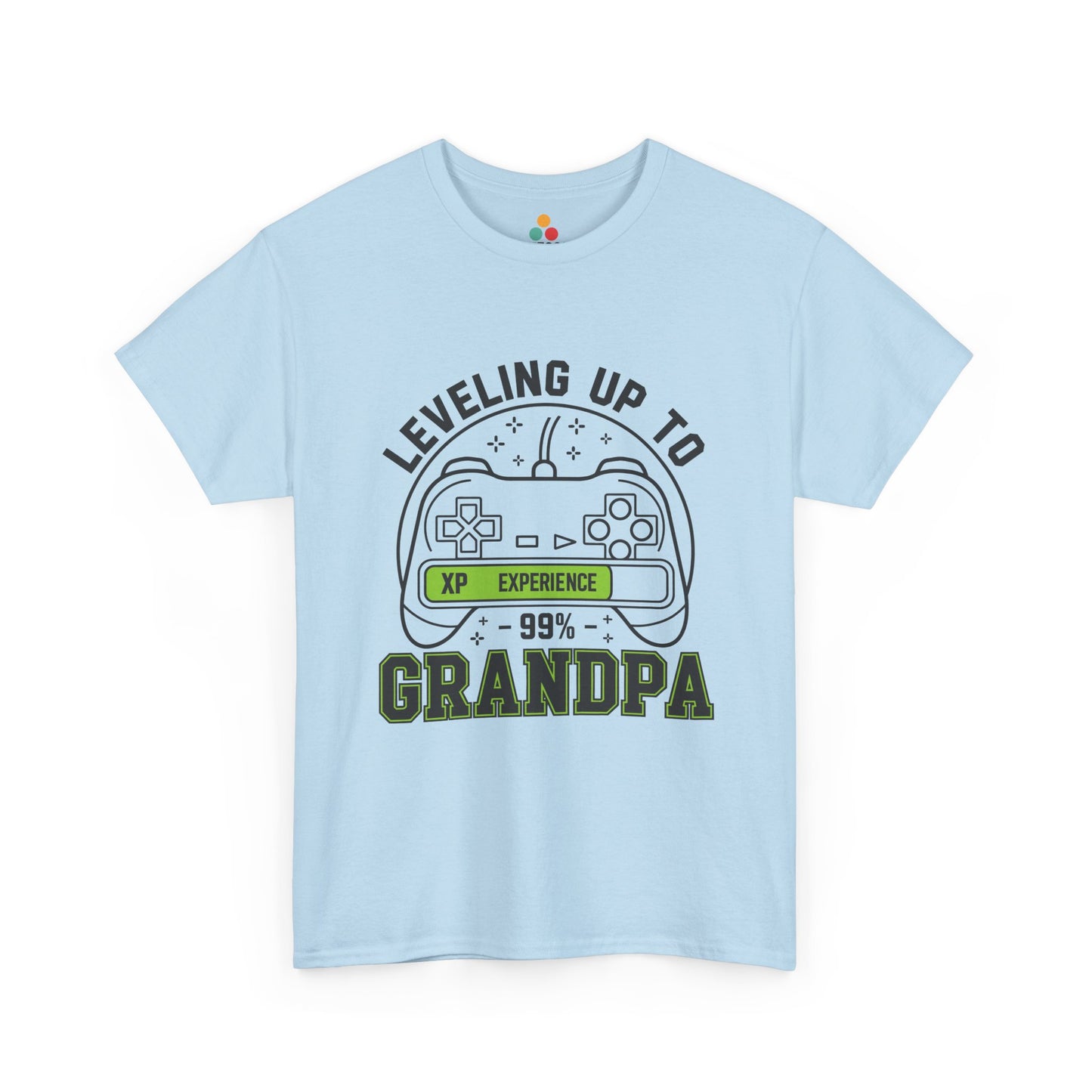Leveling Up To Grandpa light blue T-Shirt – Funny Gamer Grandpa Gift | TEEZOCA