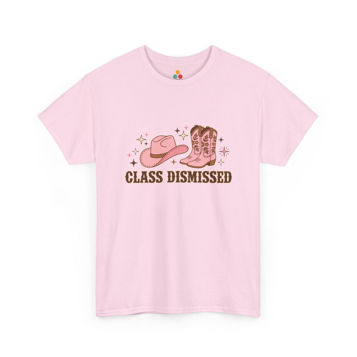 Light Pink Class Dismissed Western Cowgirl T-Shirt – Pink Boots & Hat Teacher Gift | TEEZOCA