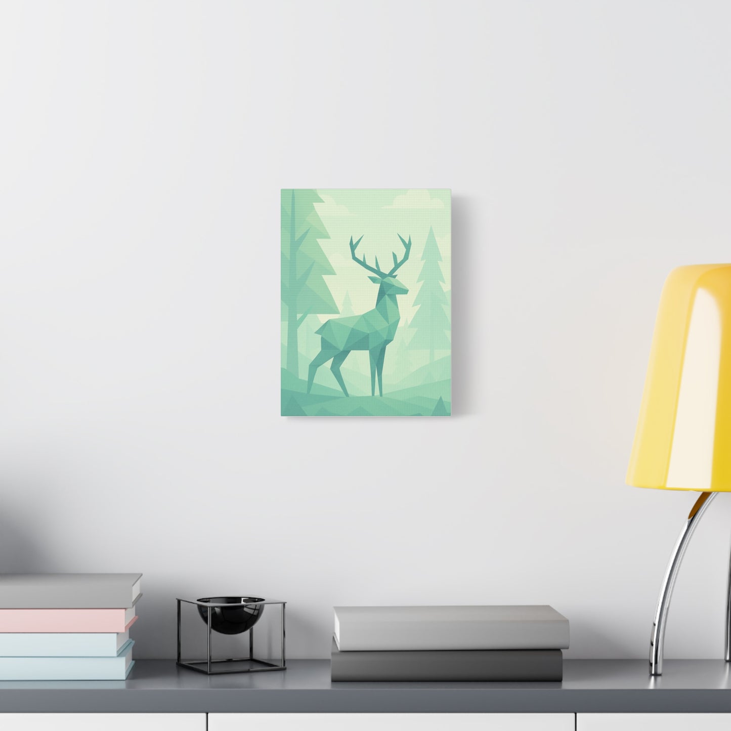 Medium Geometric Deer Forest Canvas Print – TEEZOCA Nature Wall Art