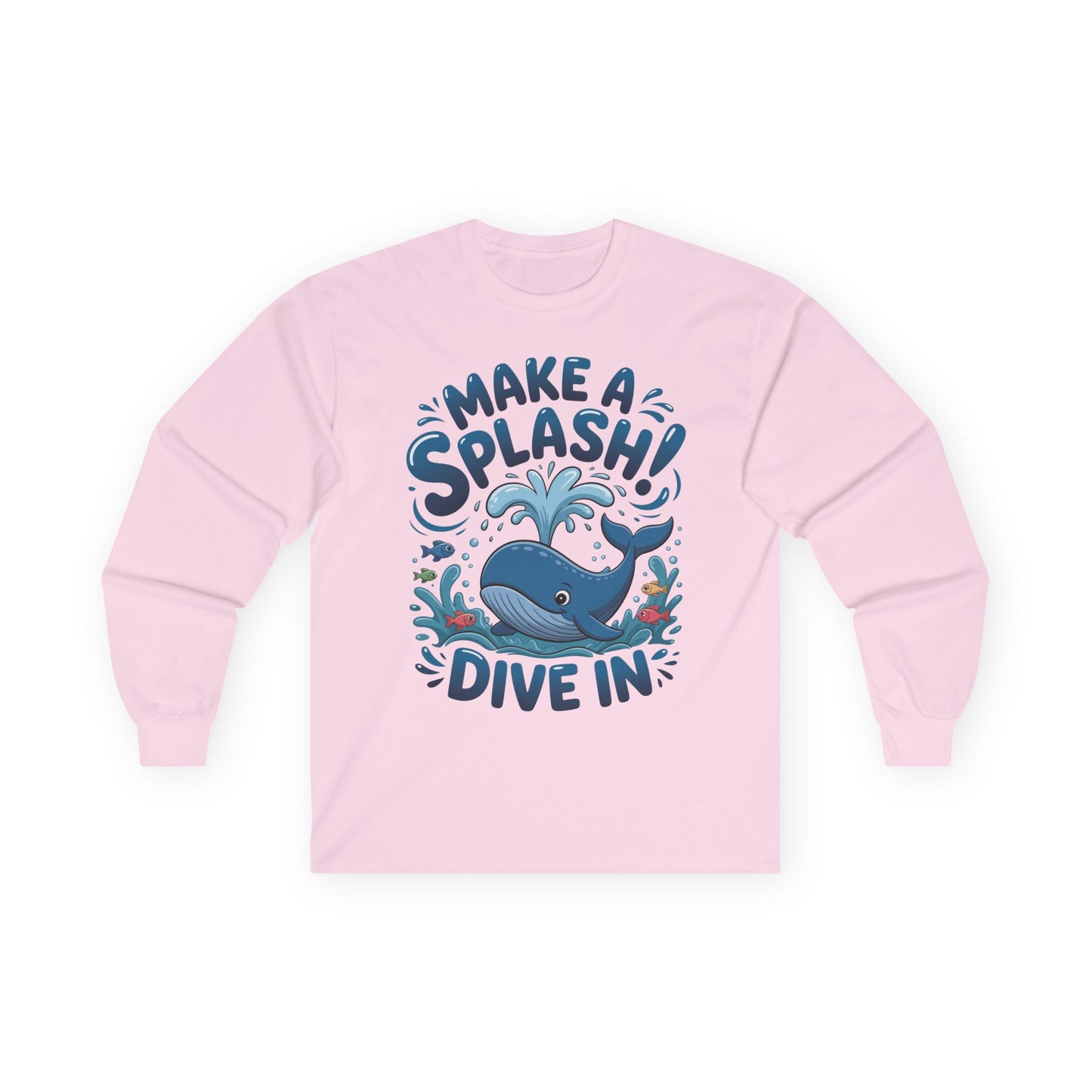 Make a Splash Whale Kids Long Sleeve Tee – Cute Ocean Animal Shirt | TEEZOCA