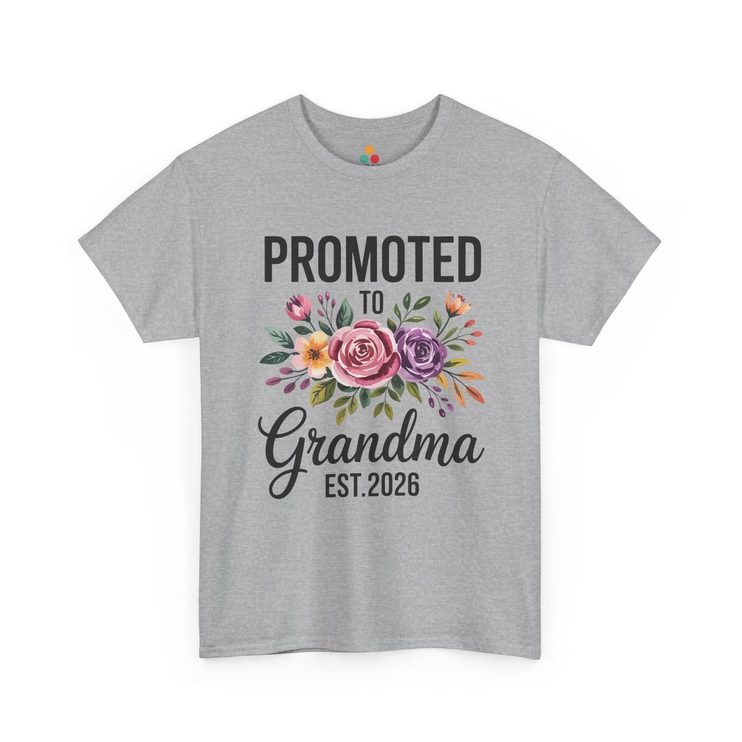 Promoted To Grandma Est. 2026 Floral T‑Shirt – New Grandma Flowers Gift Tee | TEEZOCA