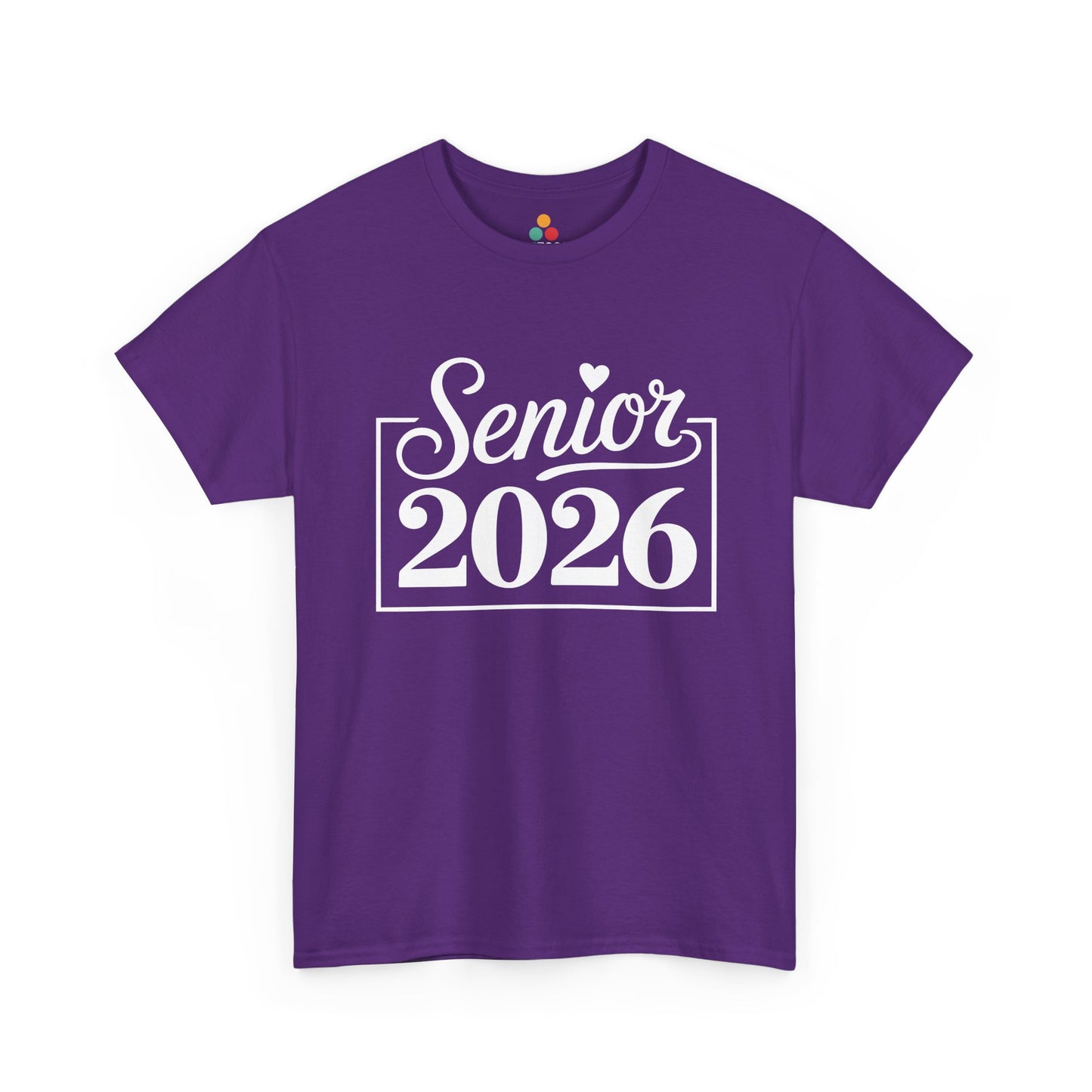Purple TEEZOCA “Senior 2026” framed script graduation tee.