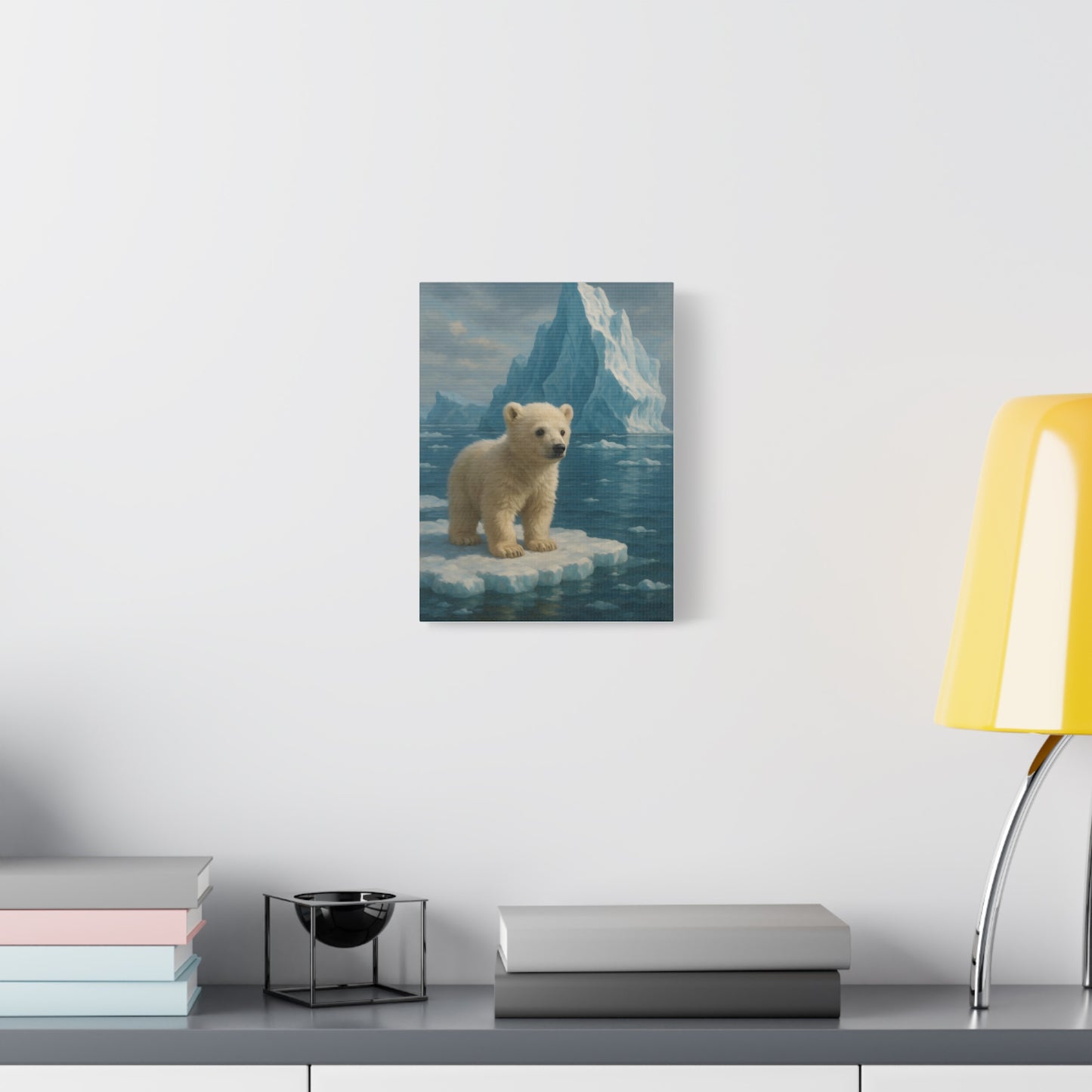 Small Cute Polar Bear Cub Canvas Print – TEEZOCA Arctic Wildlife Art