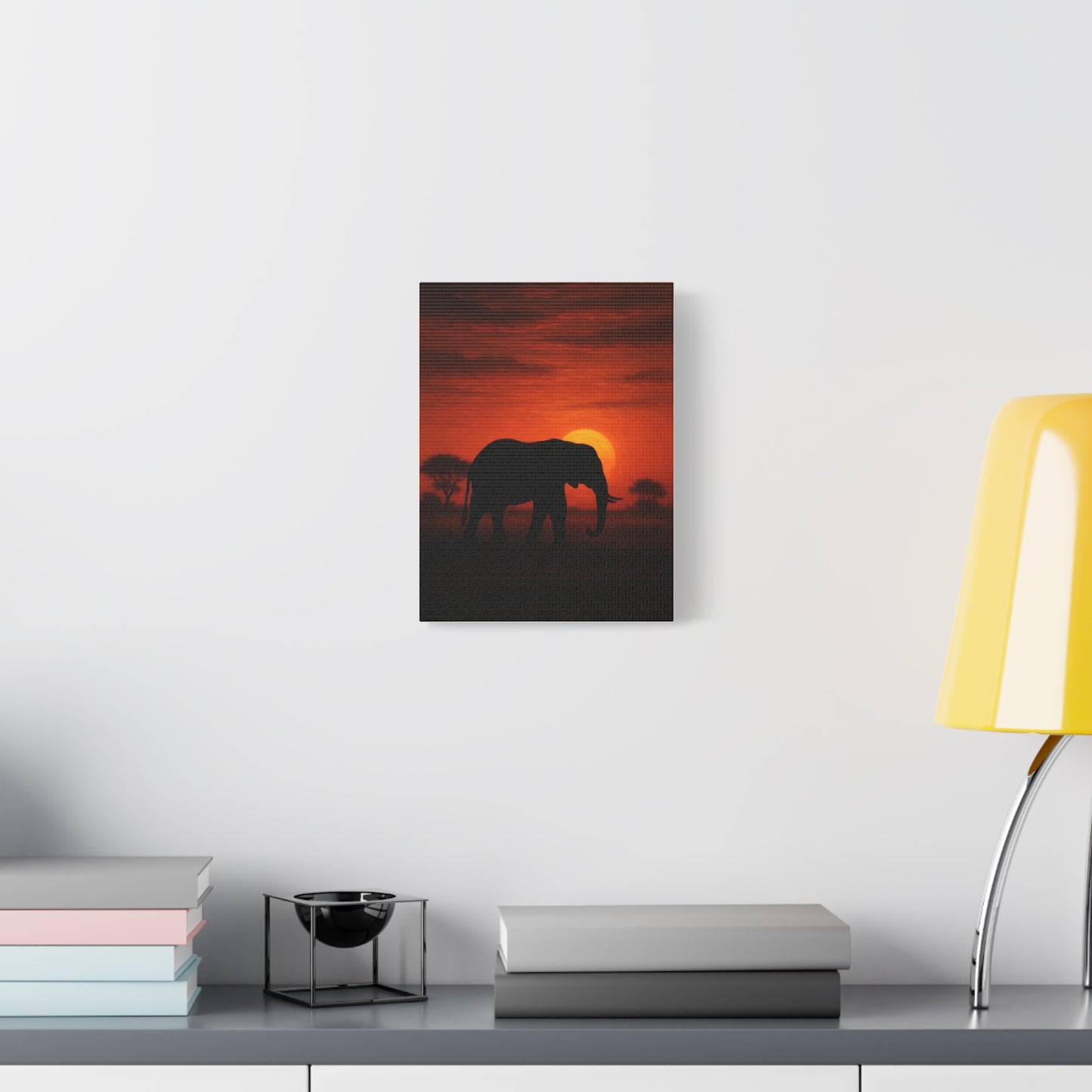 Small Elephant Sunset Canvas Print — TEEZOCA African Safari Wall Art