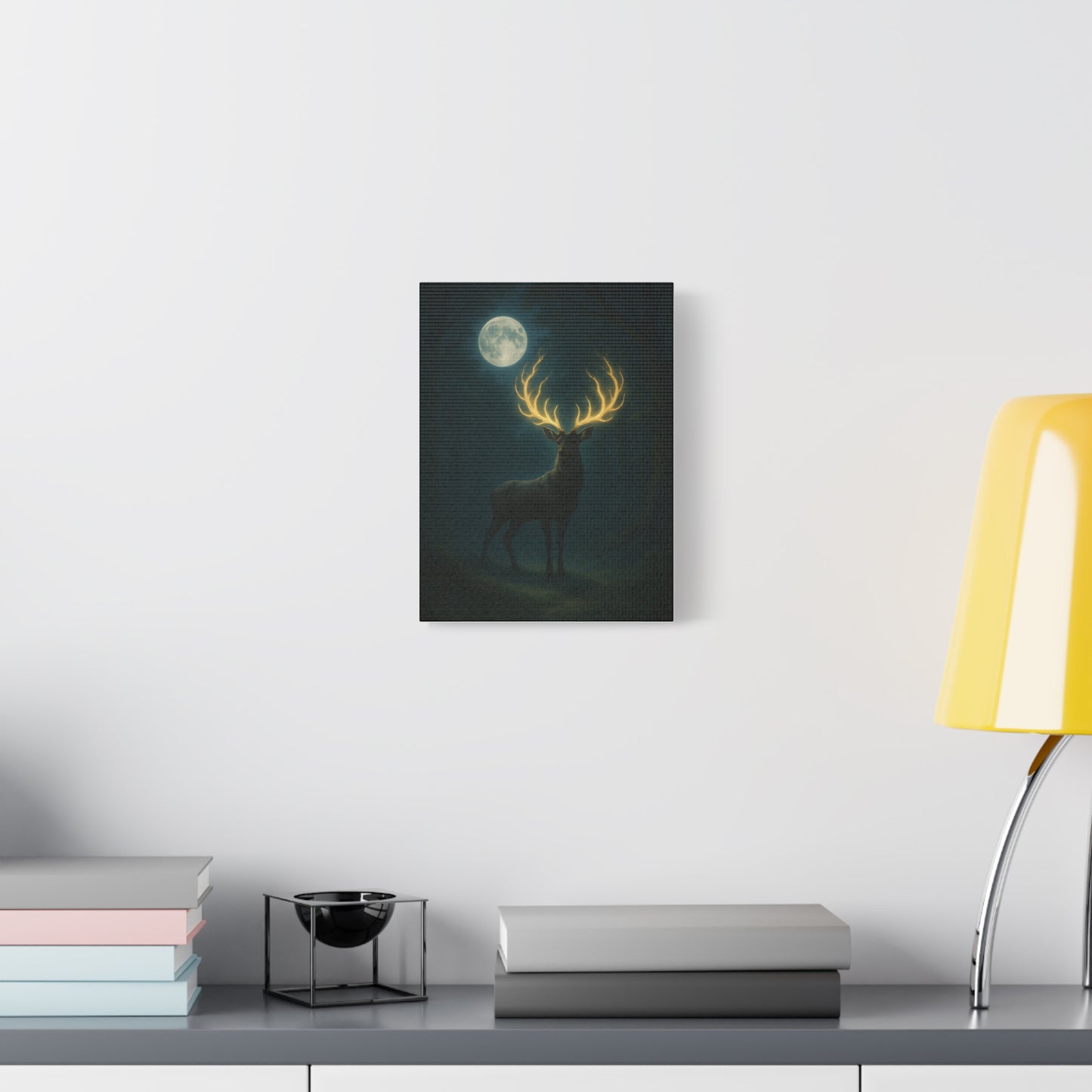 Small Glowing Antler Deer Moon Canvas Print – TEEZOCA Mystic Forest Art