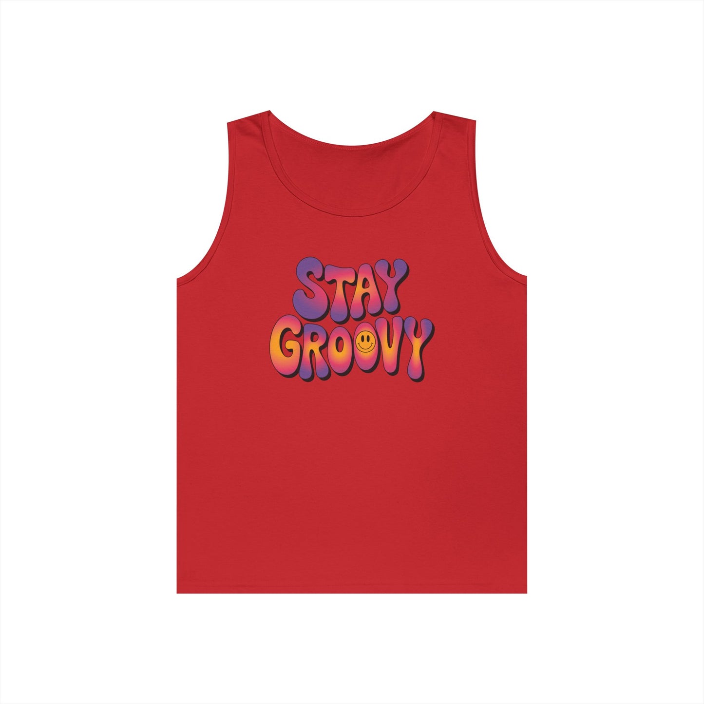 Stay Groovy Unisex Tank Top – Retro Smiley Summer Streetwear Vibes | TEEZOCA expressive Unisex Tank Top designed for laid-back streetwear