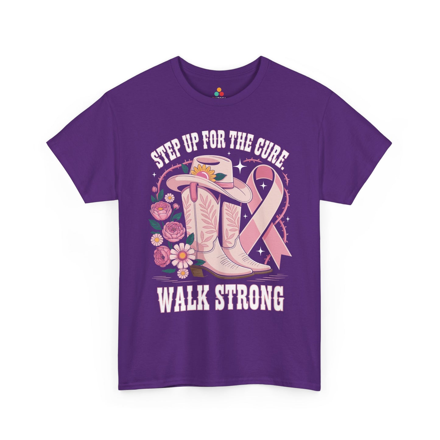 Step Up for the Cure Walk Strong Breast Cancer Awareness Unisex T-shirt | TEEZOCA