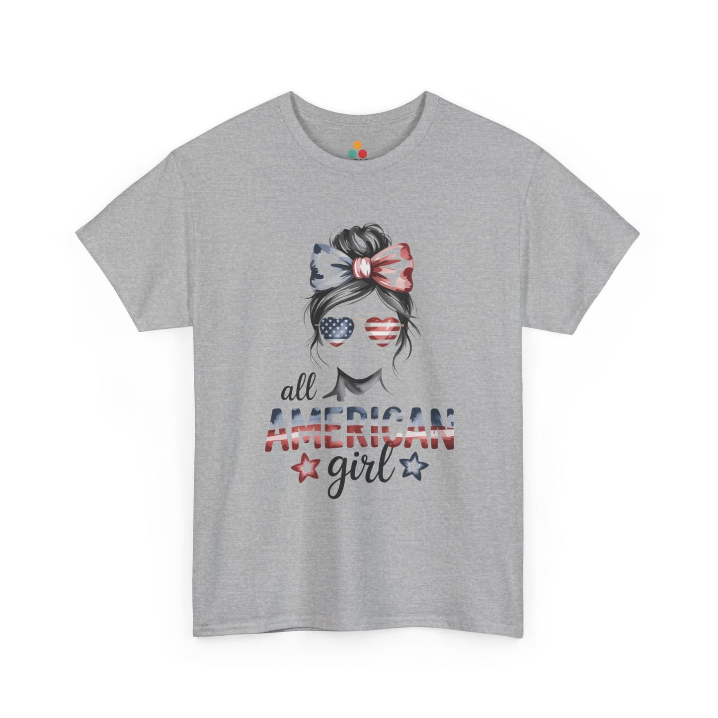 TEEZOCA Ladies American Flag Shirt t-shirt featuring soft patriotic artwork for cute outfits for Fourth of July.