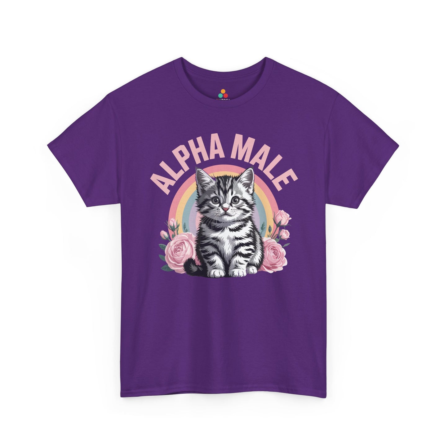 TEEZOCA Unisex T-shirt designed as a real men love cats shirt with alpha male humor and cute kitten art.
