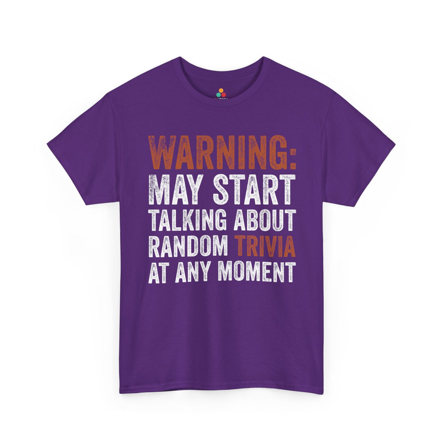 TEEZOCA Warning May Start Talking Random Trivia Unisex T-shirt Warning: May Start Talking About Random Trivia Unisex T-shirt for Trivia Lovers | TEEZOCA