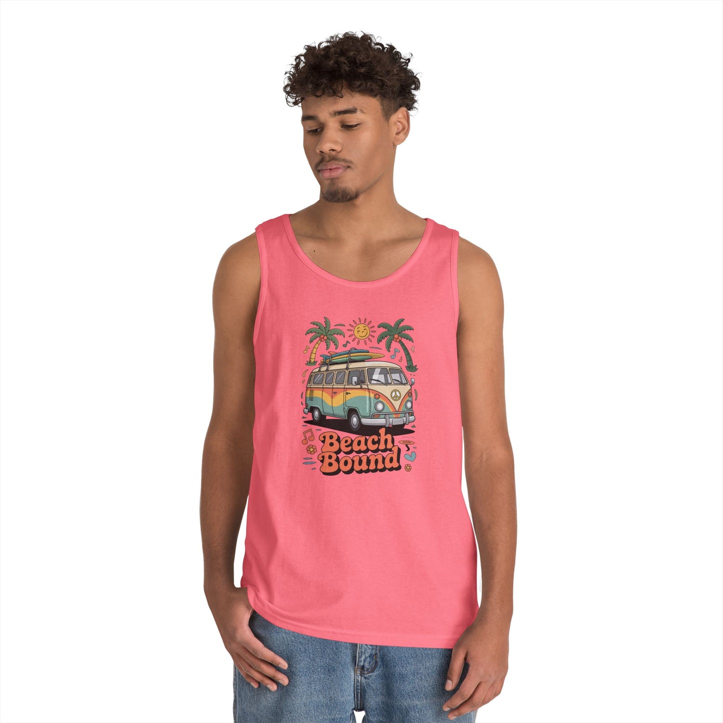 TEEZOCA coastal vibe Unisex Tank Top for beach days and casual wear Beach Bound Unisex Tank Top for Retro Summer Vibes and Laid-Back Streetwear | TEEZOCA