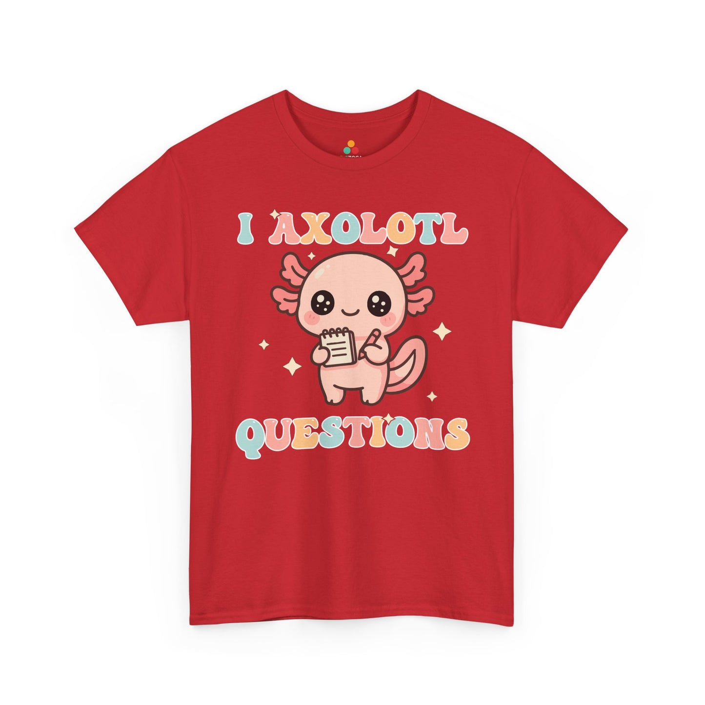 TEEZOCA cute axolotl cartoon Unisex T-shirt for everyday wear I Axolotl Questions Cute Kawaii Axolotl Pun Unisex T-shirt | TEEZOCA