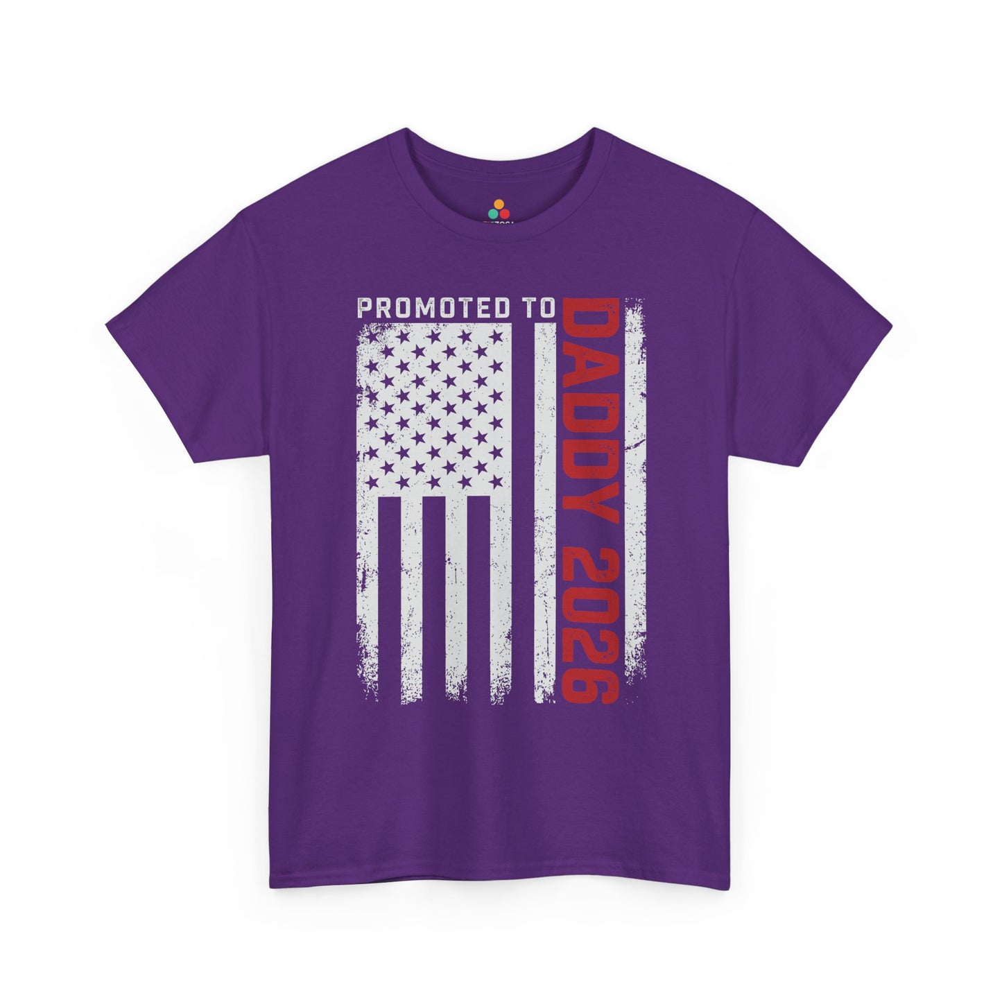 Promoted to Daddy 2026 American Flag Funny Gift Unisex T-shirt | TEEZOCA