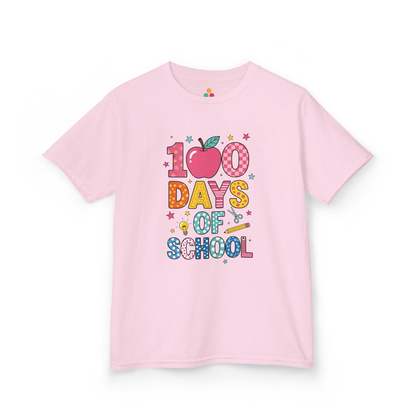 TEEZOCA light pink 100 Days school celebration tee For kids students girls