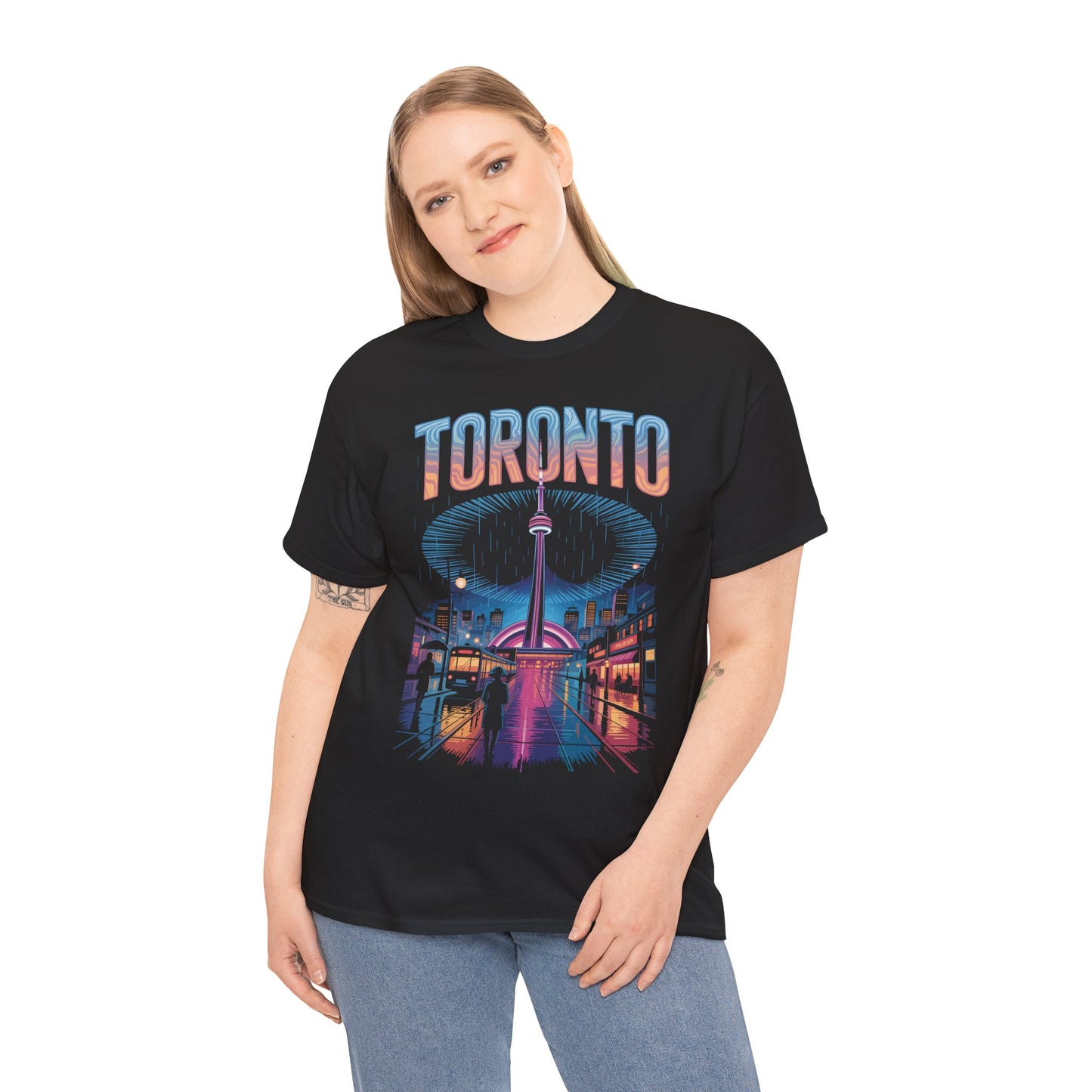 Toronto Neon Night Unisex T-shirt — Urban Skyline Streetwear Art | TEEZOCA