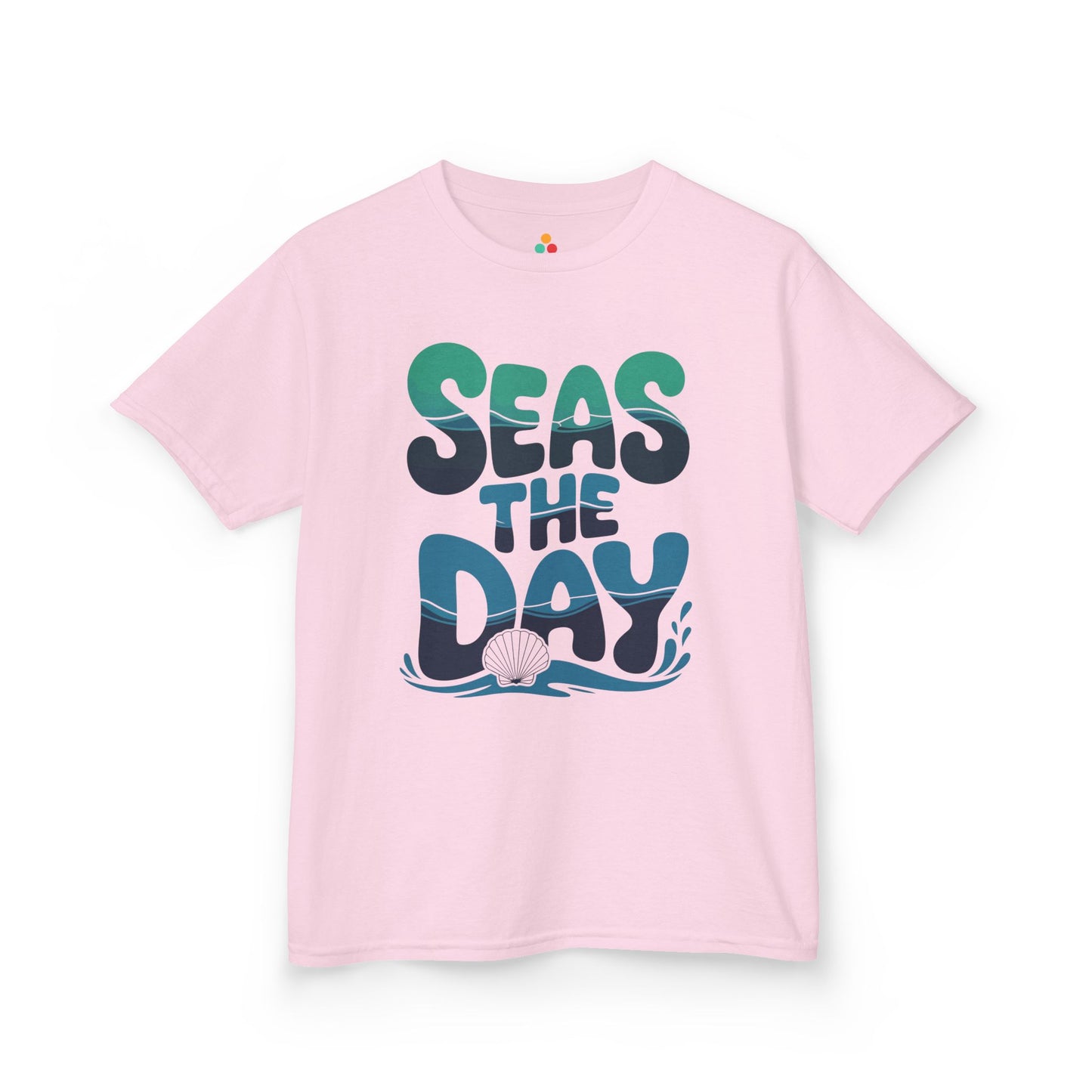 TEEZOCA nautical blue wave typography Kids shirt Seas The Day Ocean Wave Graphic Kids T-shirt | TEEZOCA