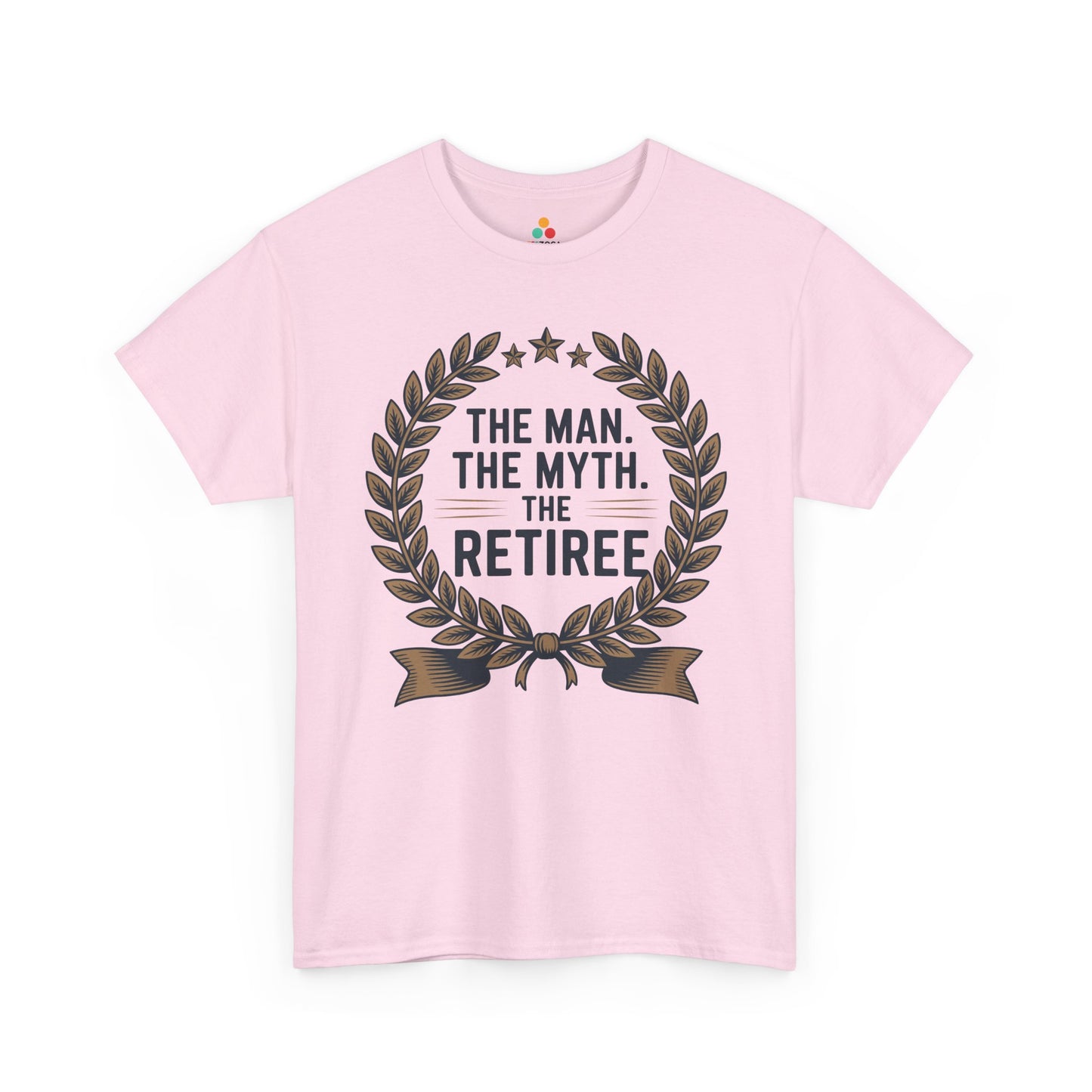The Man The Myth The Retiree Bold Statement Unisex T-shirt | TEEZOCA bold retirement quote laurel wreath Unisex T-shirt