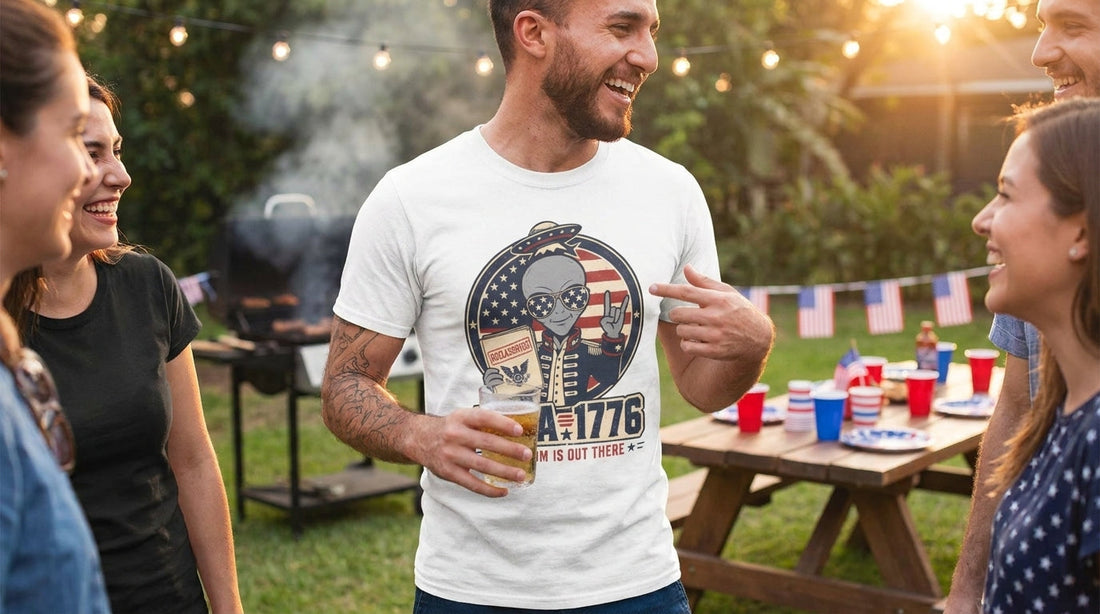 Shop 10 funny 4th of July shirts you won't find on Amazon at TEEZOCA — $21.99 weird, original patriotic tees, from Bigfoot to aliens, for the 250th BBQ.