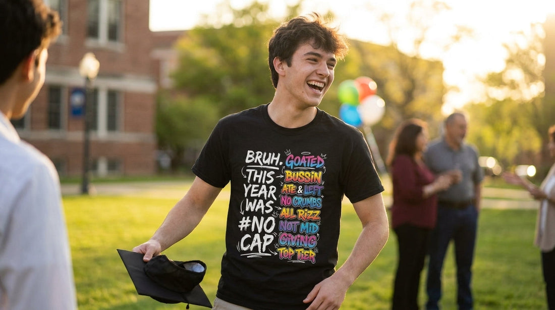 Shop 12 graduation gifts for him at TEEZOCA — funny $21.99 shirts the new grad will actually wear after the ceremony. Order before the cap-and-gown weekend.
