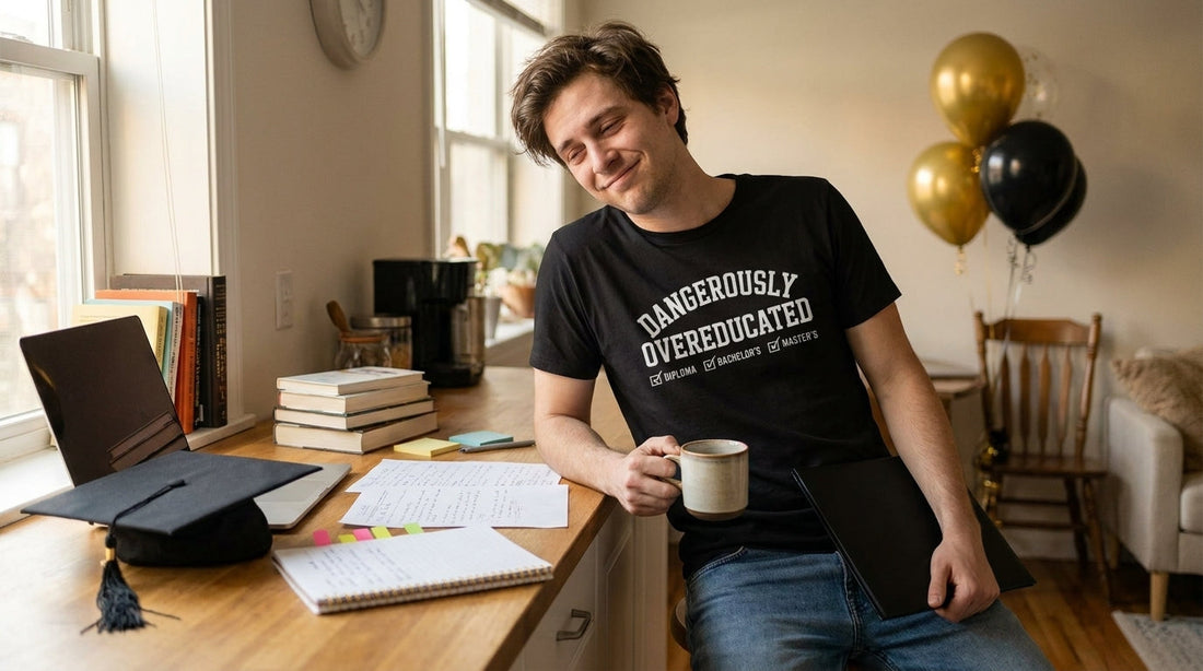 Shop a masters degree graduation gift from TEEZOCA before ceremony week hits. Funny $21.99 shirts that honor late nights and the hard-earned diploma now.
