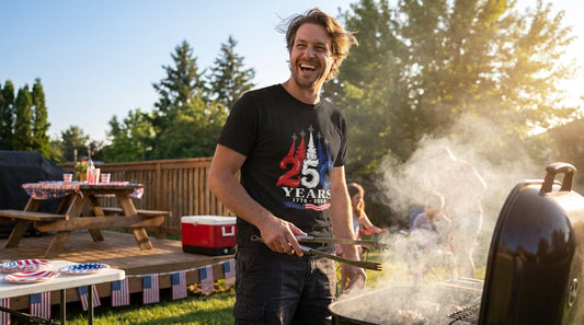 Shop 12 men's 4th of July shirts at TEEZOCA — bold $21.99 patriotic tees he'll actually wear to the 250th anniversary BBQ, parade, and fireworks weekend.
