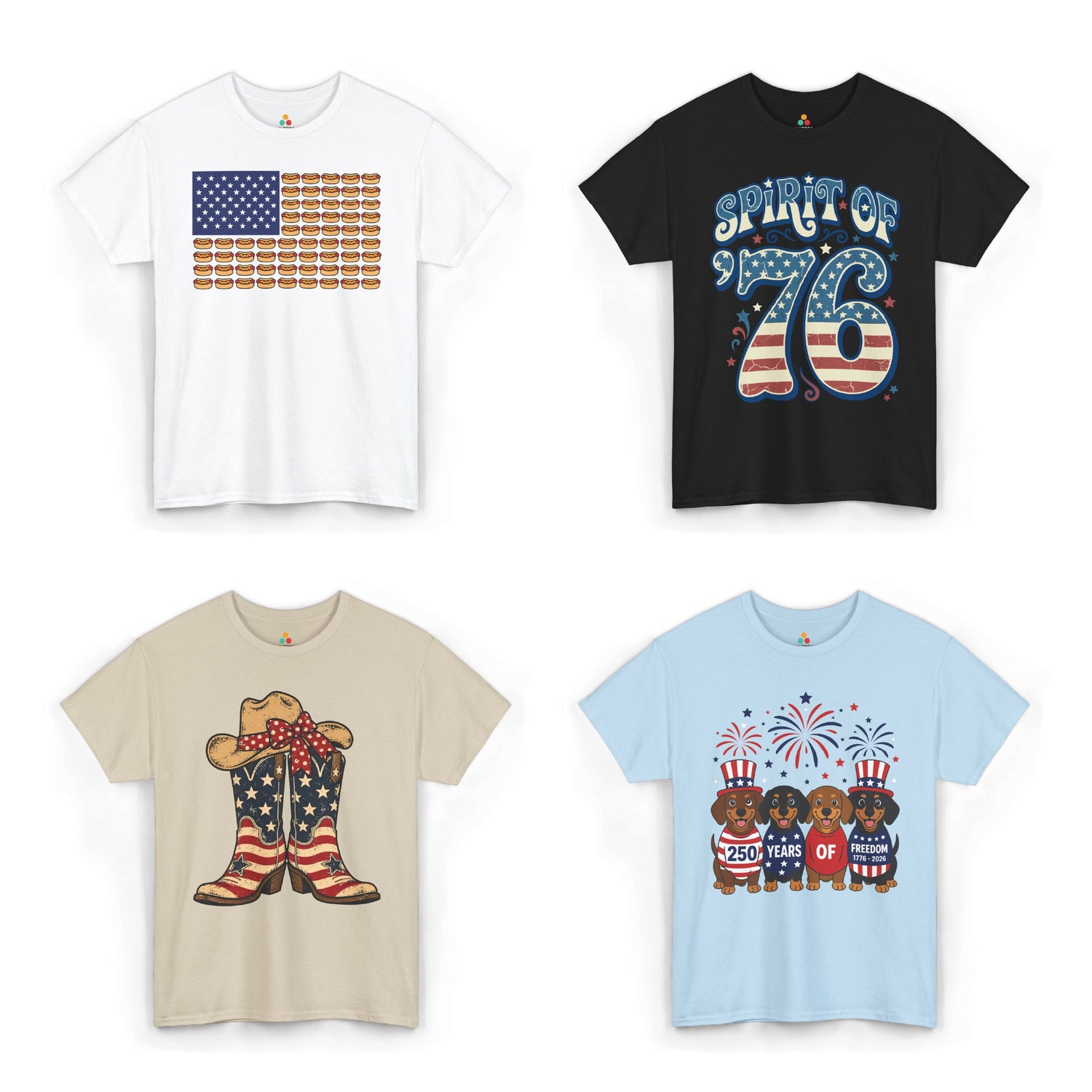 Shop 4th of July shirts for America's 250th birthday. Patriotic tees for women, men, kids & family. Funny, retro, vintage & commemorative 1776-2026 designs.