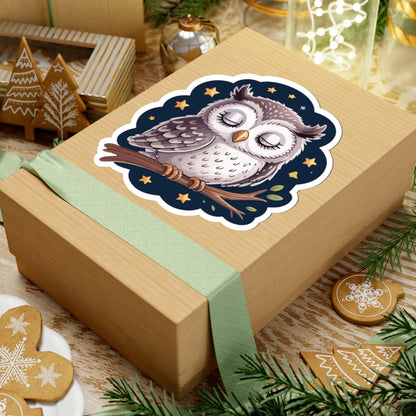 TEEZOCA cute owl sticker for laptop and planner with calm nighttime aesthetic