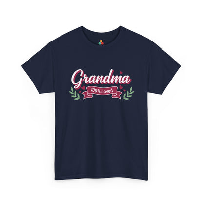 100% Loved Grandma Navy Blue T‑Shirt – Cute Grandma Gift Tee | TEEZOCA 