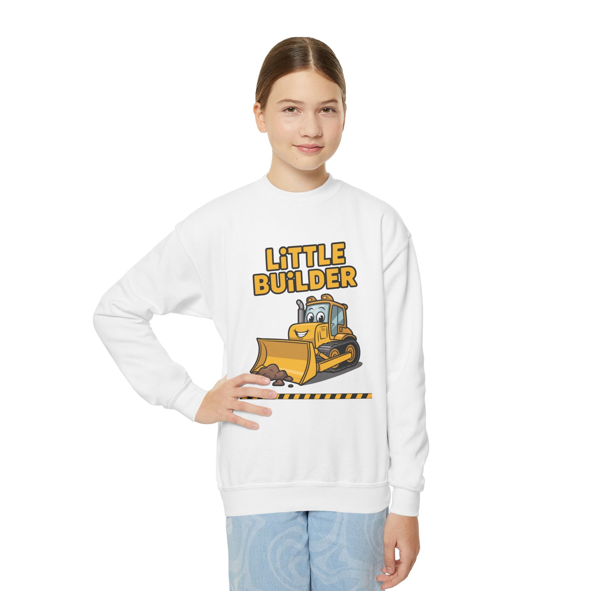 Little Builder Kids Crewneck Sweatshirt | TEEZOCA 