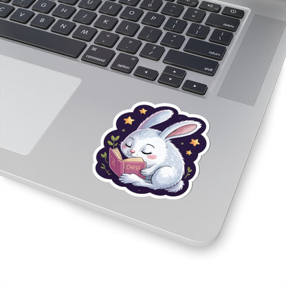 TEEZOCA adorable bunny reading book night sticker
