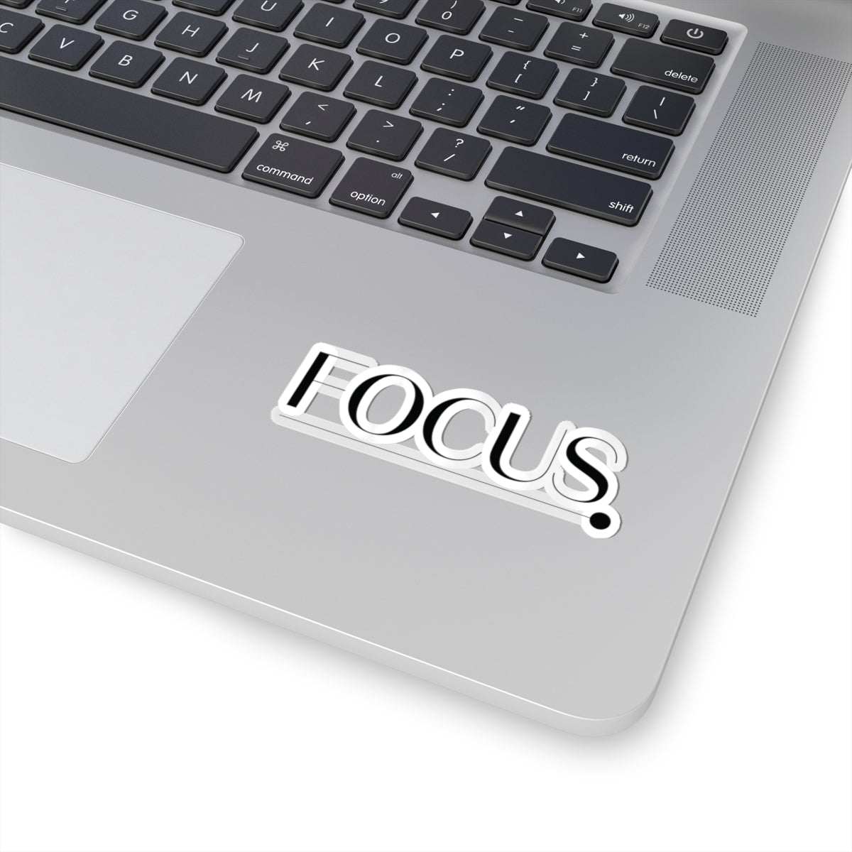 TEEZOCA focus word sticker minimal black background design
