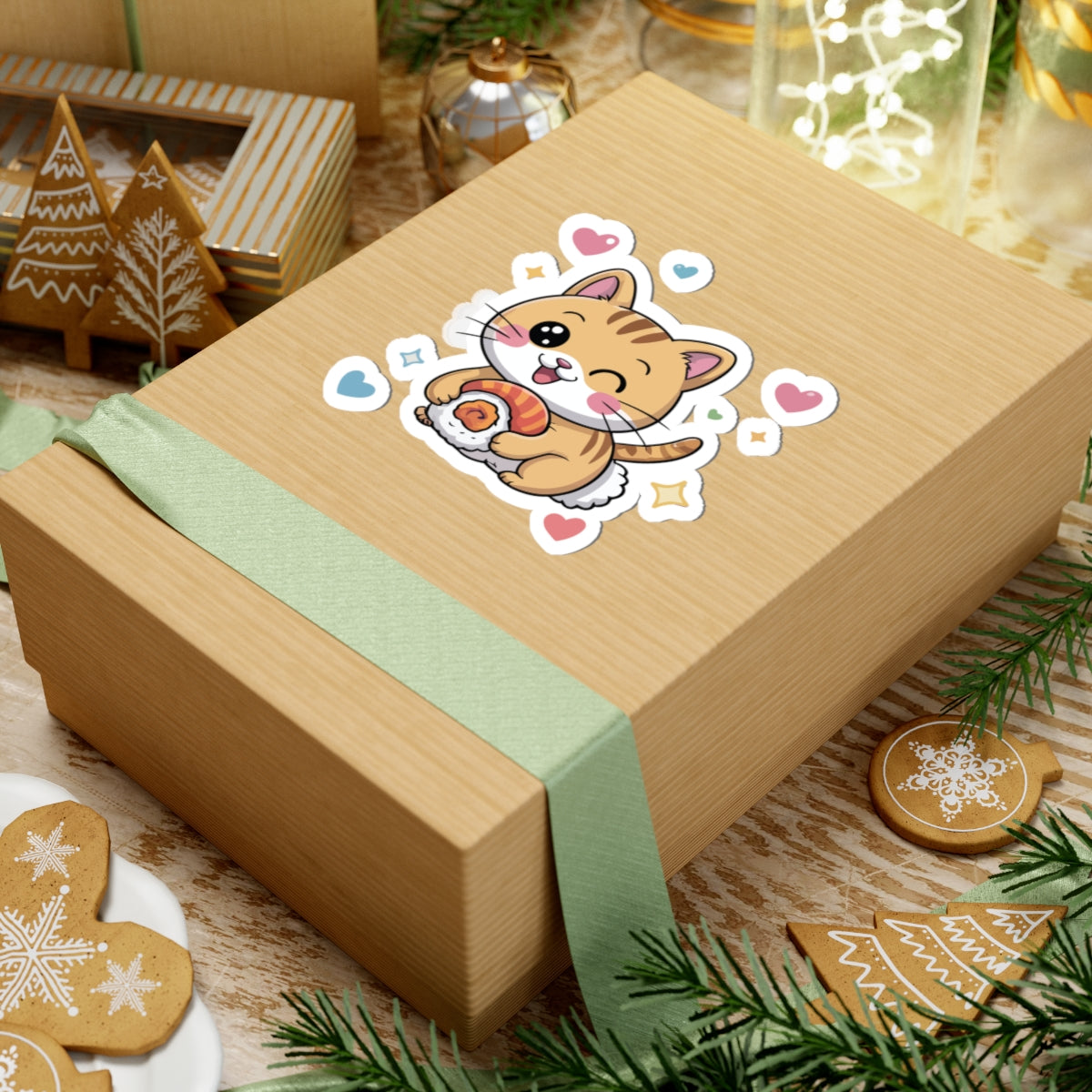 TEEZOCA anime style sushi cat sticker for laptop, journal, planner, and sticker collection