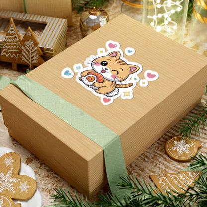 TEEZOCA anime style sushi cat sticker for laptop, journal, planner, and sticker collection
