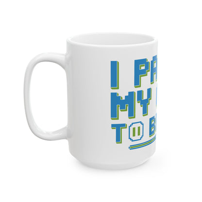 TEEZOCA coffee mug displaying I Paused My Game to Be Here video game humor