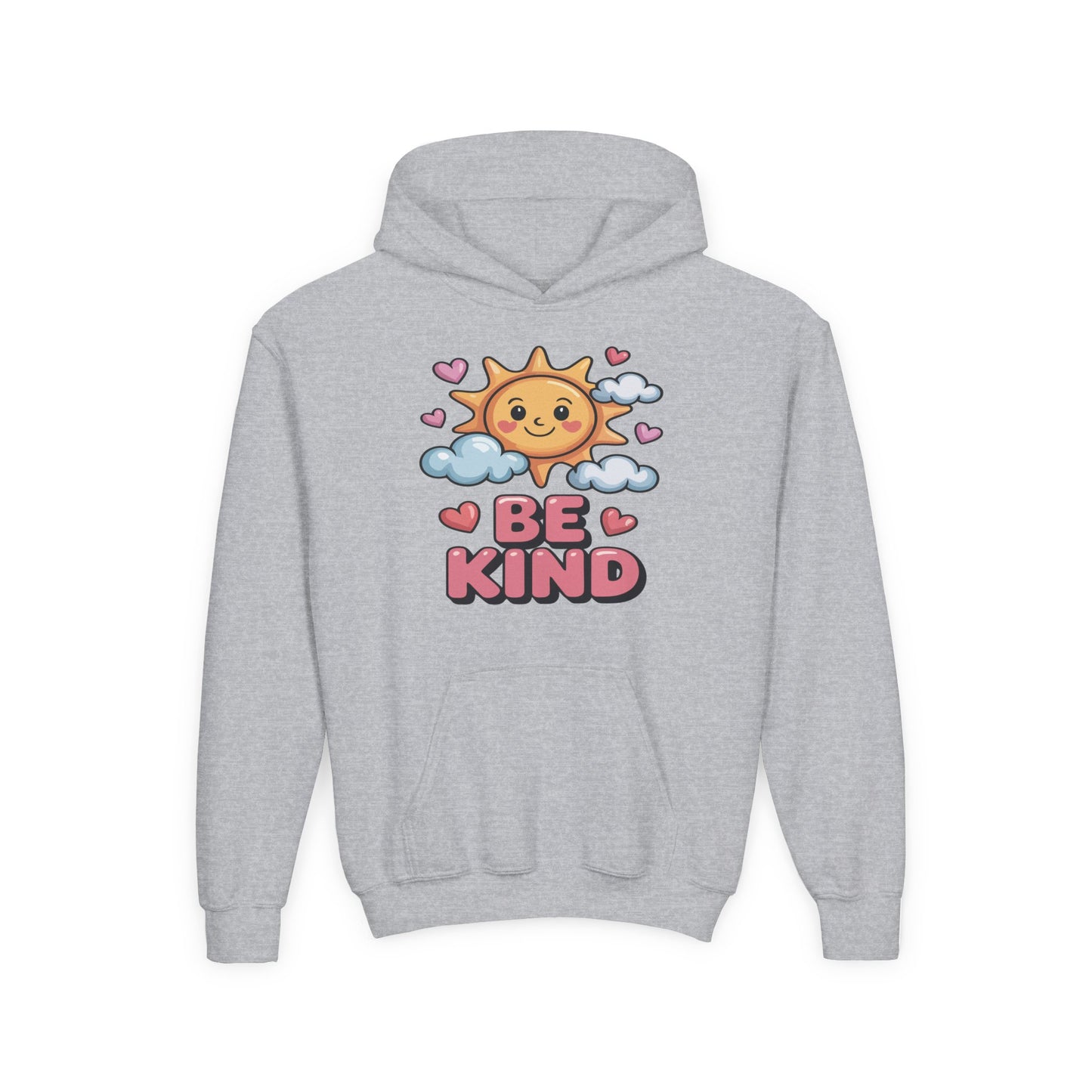 Youth Hoodie — Cute Sun "Be Kind" Design, Kids' Positive Message Pullover TEEZOCA