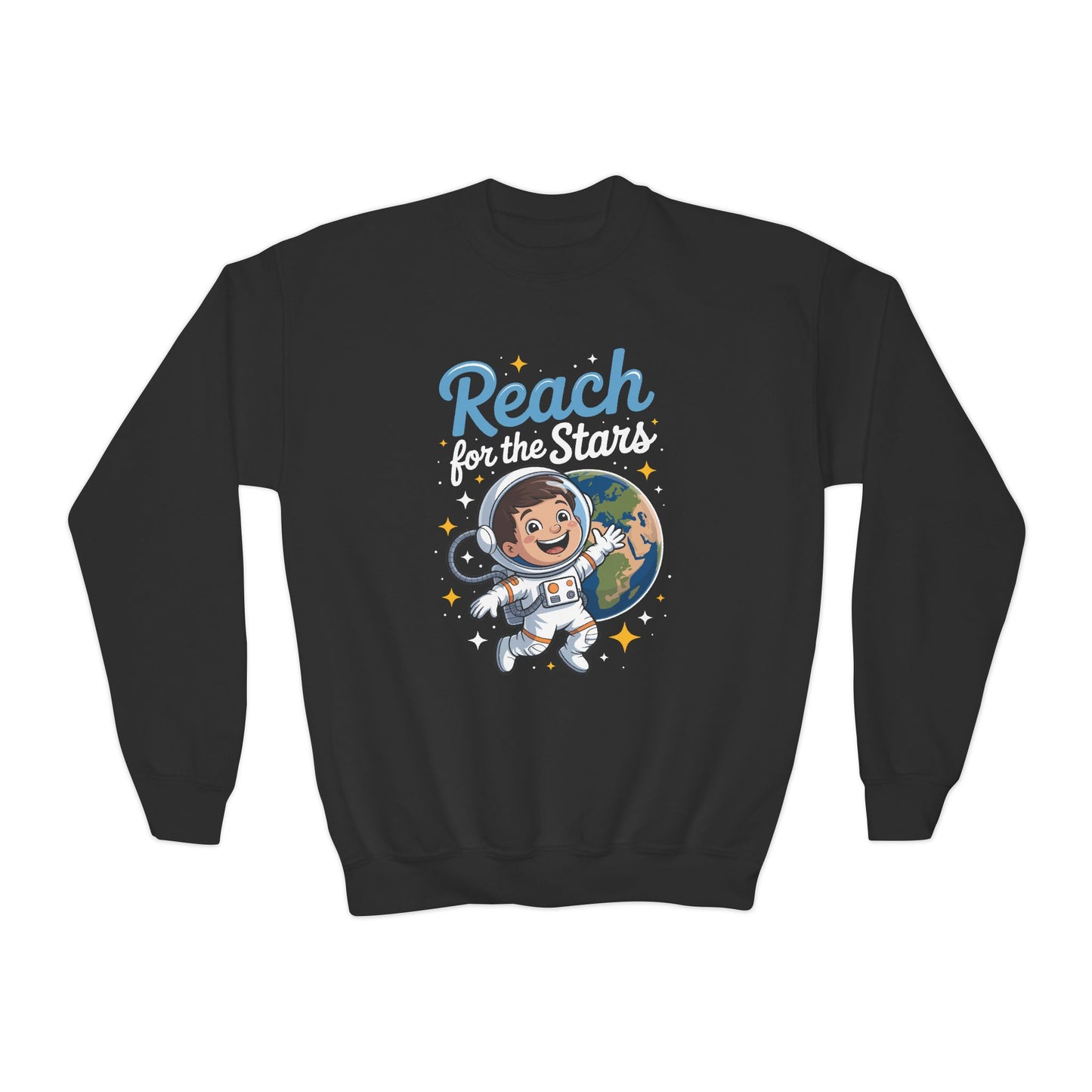 Youth Sweatshirt — 'Reach' Space Astronaut Kids Crewneck TEEZOCA