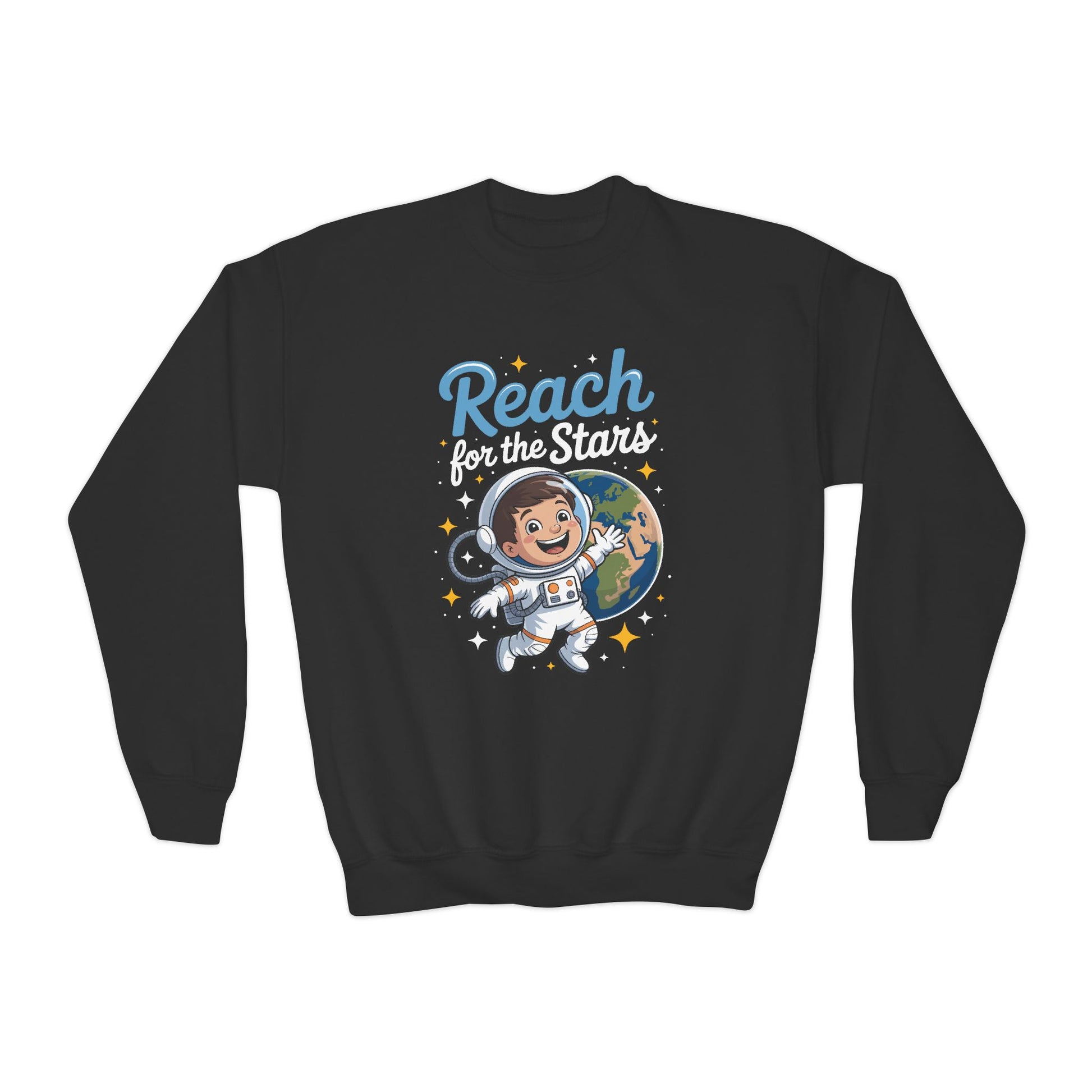Youth Sweatshirt — 'Reach' Space Astronaut Kids Crewneck TEEZOCA