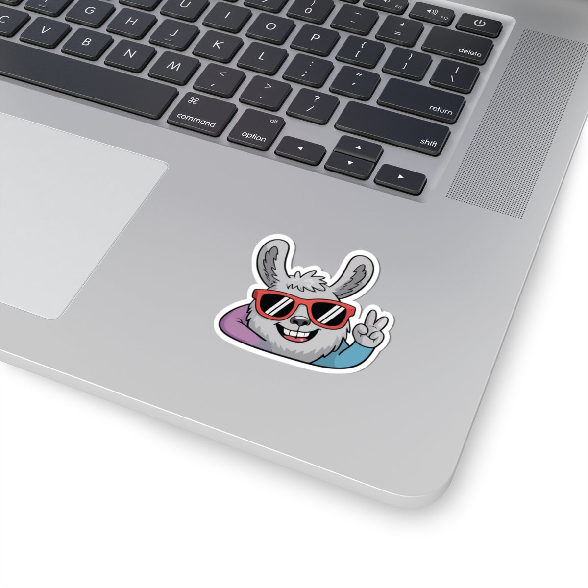 TEEZOCA cool llama sticker with sunglasses and peace sign cartoon design